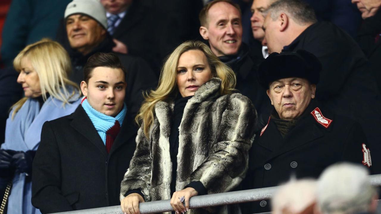 SOUTHAMPTON, ENGLAND - DECEMBER 14:  (L-R) Jack Sullivan, Managing Director of West Ham United Women, Emma Benton-Hughes, partner of David Sullivan and David Sullivan, co owner of West Ham United during the Premier League match between Southampton FC and West Ham United at St Mary's Stadium on December 14, 2019 in Southampton, United Kingdom. (Photo by Jordan Mansfield/Getty Images)