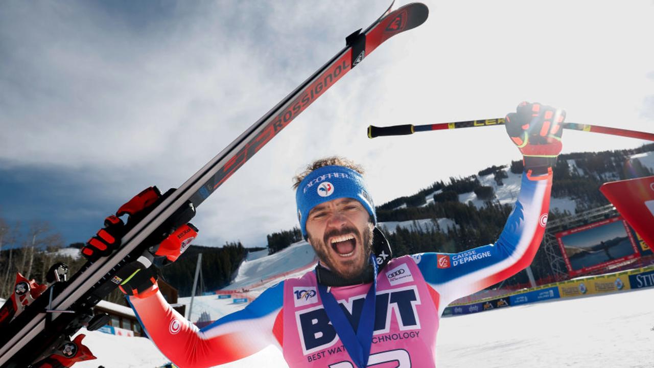 BEAVER CREEK, USA - DECEMBER 7: Cyprien Sarrazin of Team France takes 2nd place during the Audi FIS Alpine Ski World Cup Men's Super G on December 7, 2024 in Beaver Creek, USA. (Photo by Alexis Boichard/Agence Zoom/Getty Images)