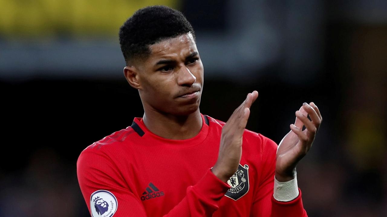 Na archívnej snímke je futbalista Manchestru United Marcus Rashford.