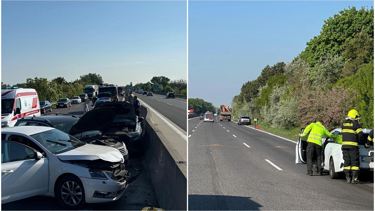 Na D1 v blízkosti čerpacej stanice pri obci Zeleneč sa zrazilo 6 vozidiel.