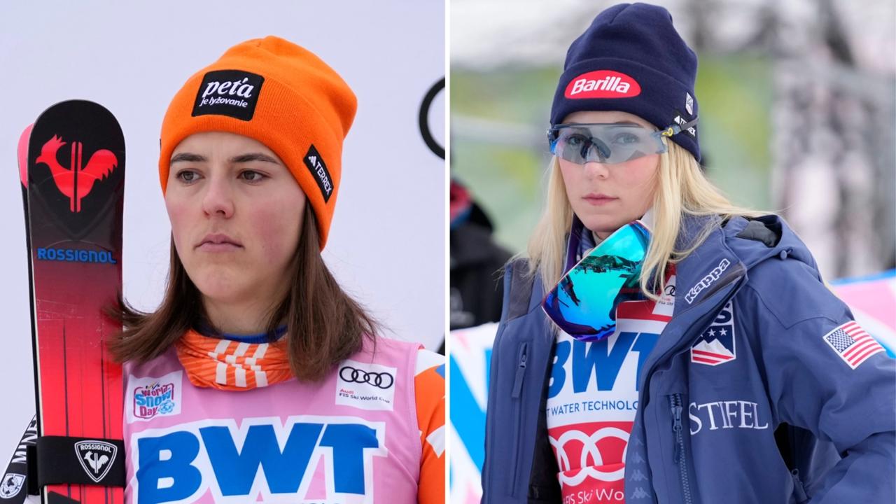 Na snímke Petra Vlhová a Mikaela Shiffrinová. 