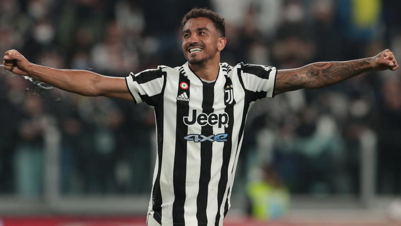 TURIN, ITALY - APRIL 20:  Danilo Luiz da Silva of Juventus celebrates his goal during the Coppa Italia Semi Final 2nd Leg match between Juventus FC v ACF Fiorentina at Allianz Stadium on April 20, 2022 in Turin, Italy. (Photo by Emilio Andreoli/Getty Images)