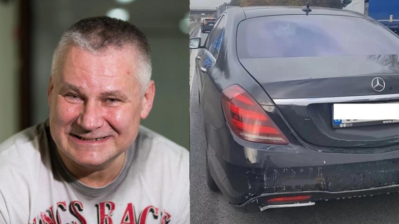 Jiří Kajínek a jeho rozbitý luxusný Mercedes.