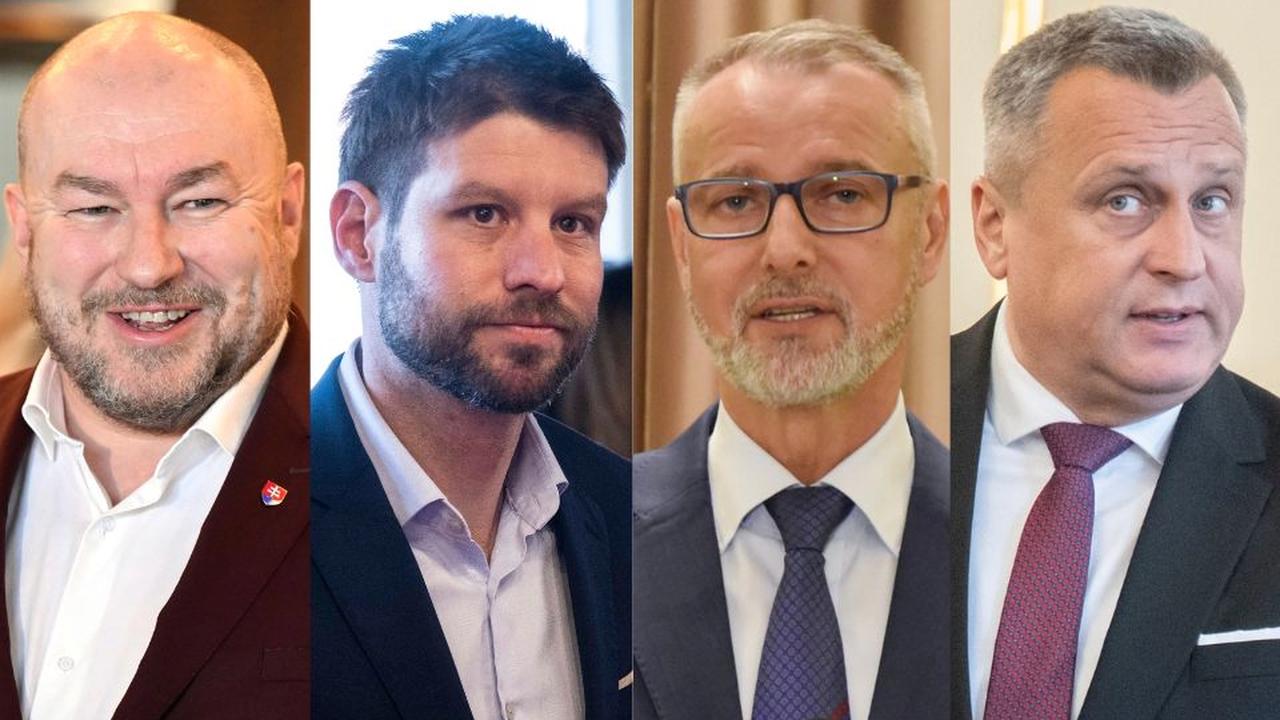 Na kombosnímke zľava Rudolf Huliak, Michal Šimečka, Richard Raši a Andrej Danko.