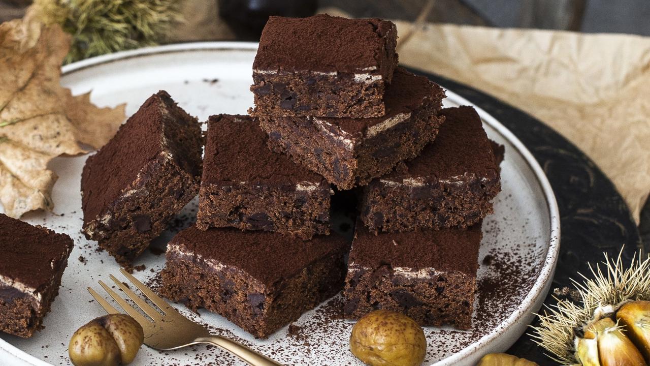 Gaštanové brownies.