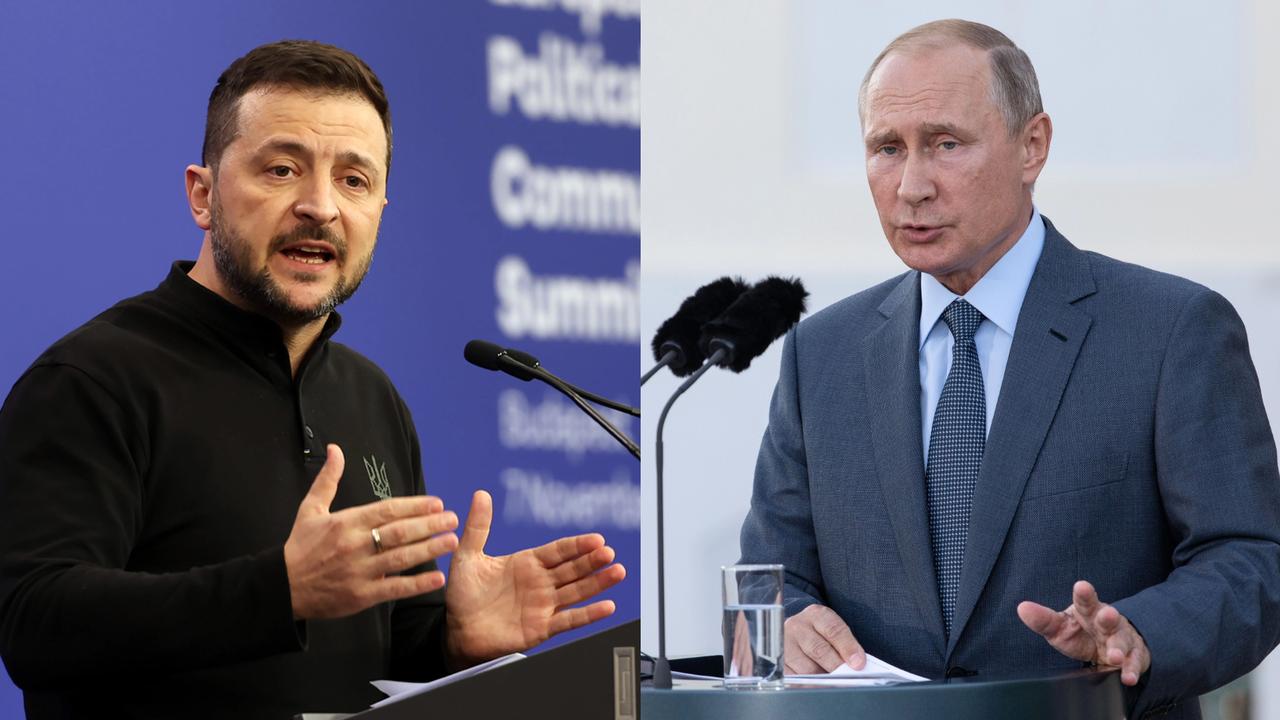 Ukrajinský prezident Volodymyr Zelenskyj a ruský prezident Vladimir Putin.