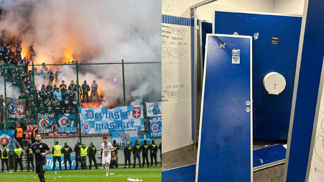 Fanúšikovia Slovana poškodili záchody na trnavskom štadióne.
