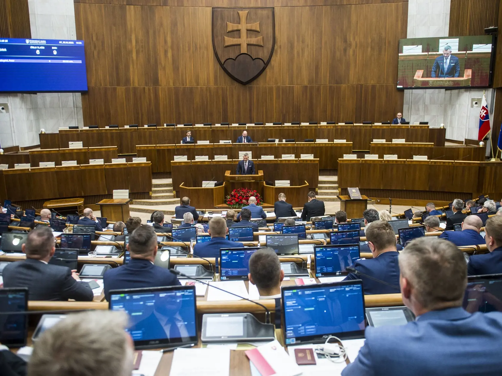 Na snímke novozvolený predseda NR SR Peter Pellegrini (Hlas-SD) počas ustanovujúcej schôdze Národnej rady Slovenskej republiky (NR SR) IX. volebného obdobia 25. októbra 2023 v Bratislave.