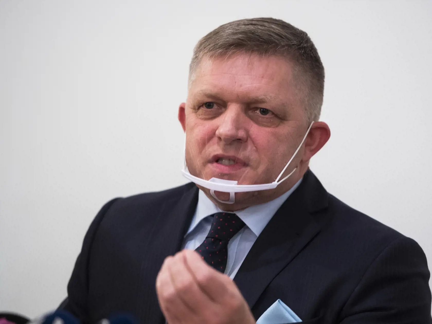 Na snímke predseda strany Smer-SD Robert Fico počas tlačovej konferencie na tému: Pokračovanie rozhovorov z poľovníckej chaty v Bratislave 26. novembra 2021. FOTO TASR - Jaroslav Novák