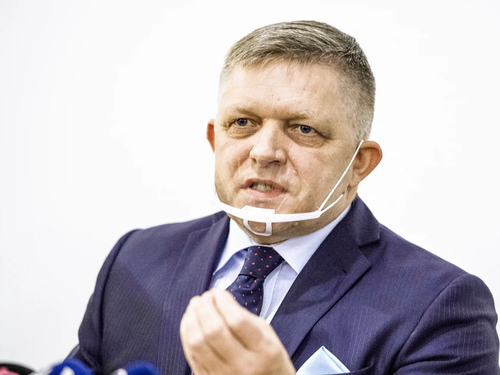Na snímke predseda strany Smer-SD Robert Fico počas tlačovej konferencie na tému: Pokračovanie rozhovorov z poľovníckej chaty v Bratislave 26. novembra 2021. FOTO TASR - Jaroslav Novák