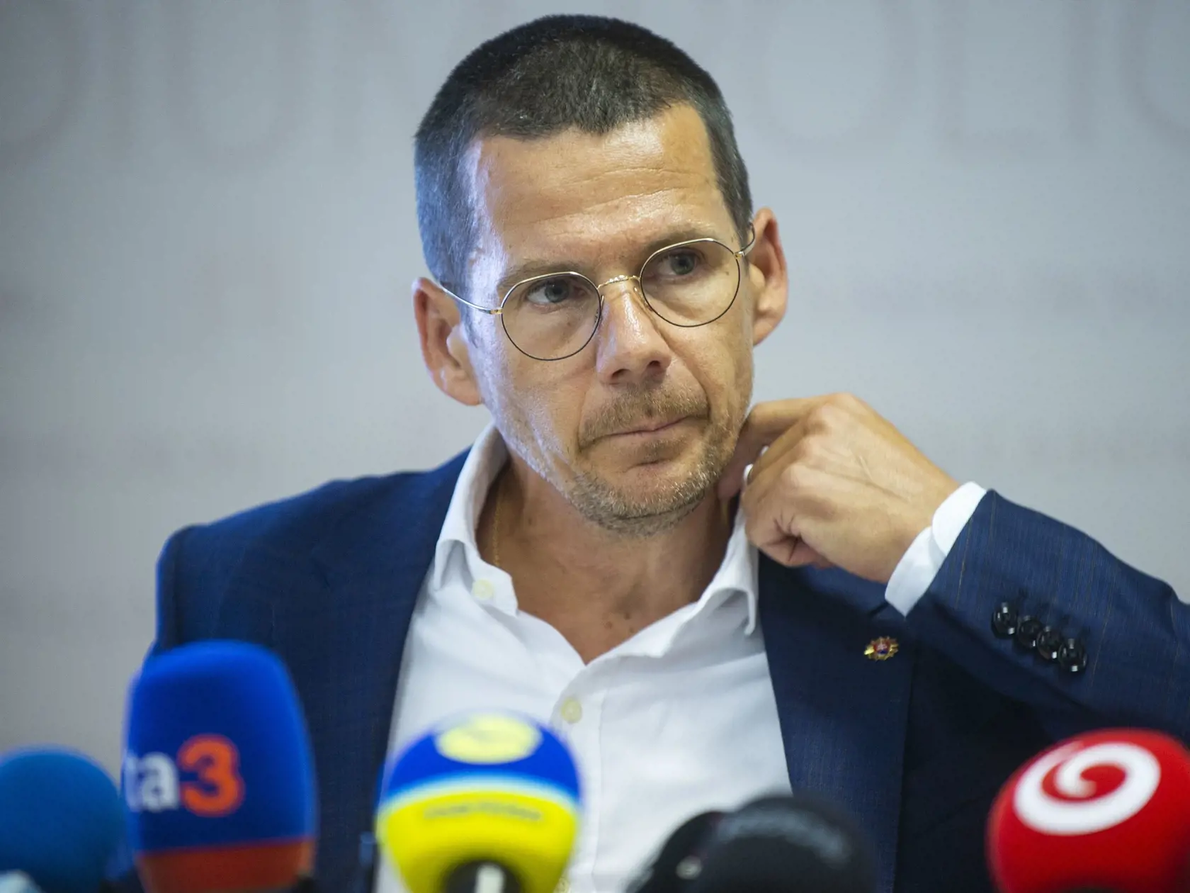 Na snímke prezident Policajného zboru SR Štefan Hamran počas tlačovej konferencie na tému  Informácie k prípadu Ezechiel 7 v Bratislave 14. augusta 2023.