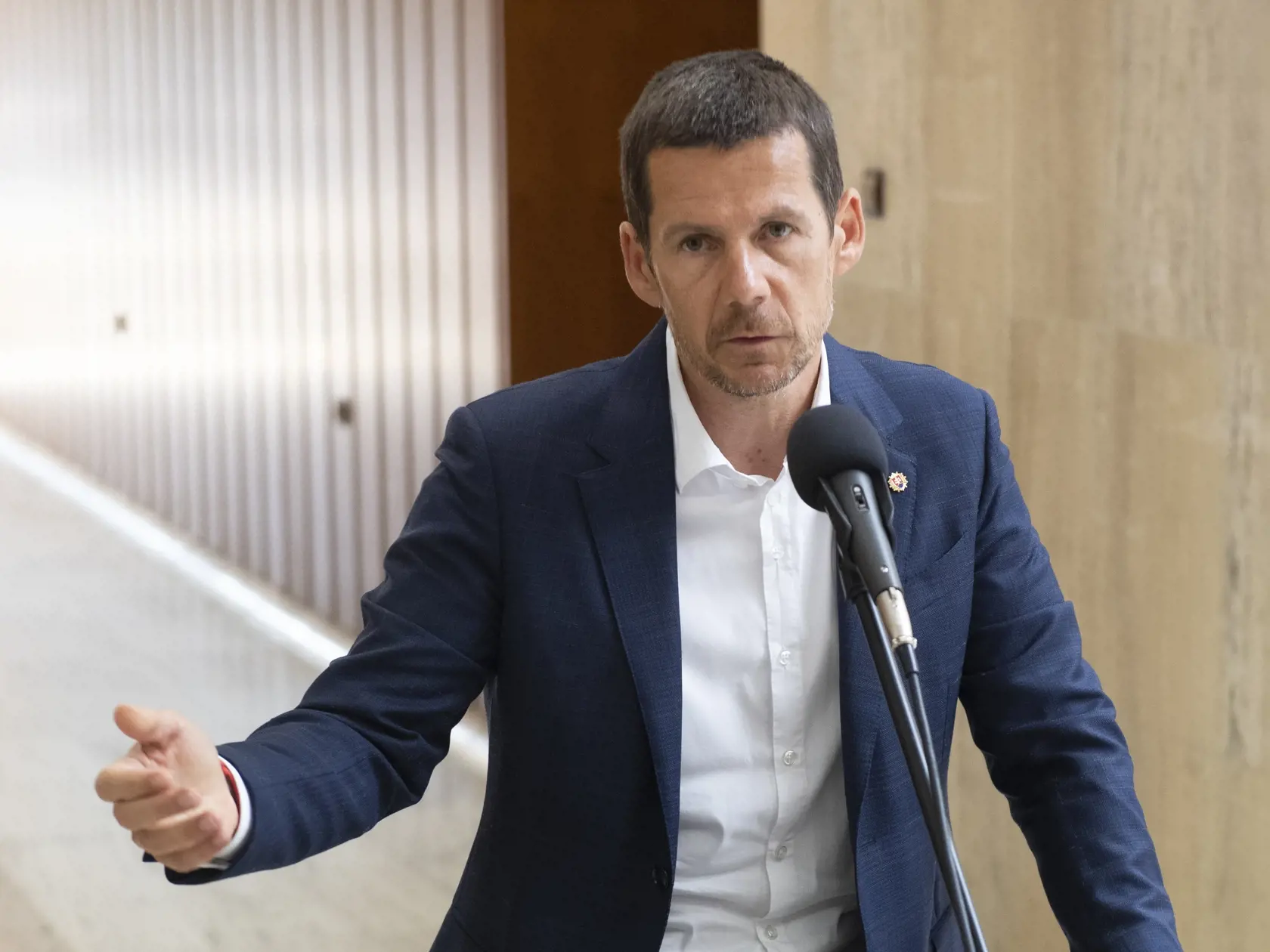 Na snímke prezident Policajného zboru SR Štefan Hamran počas brífingu pred zasadnutím Ústredného krízového štábu 11. septembra 2023 v Bratislave.