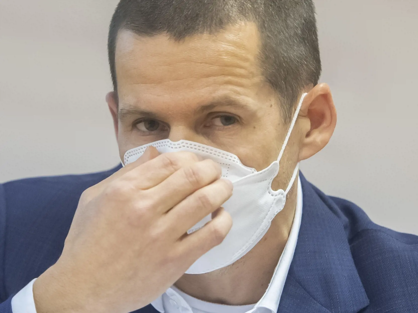 Na snímke dočasne poverený prezident Policajného zboru SR Štefan Hamran počas tlačovej konferencie na tému "Informácie v súvislosti s kontrolami na dodržiavanie protipandemických opatrení" 30. novembra 2021 v BRatislave. FOTO TASR - Martin Baumann
