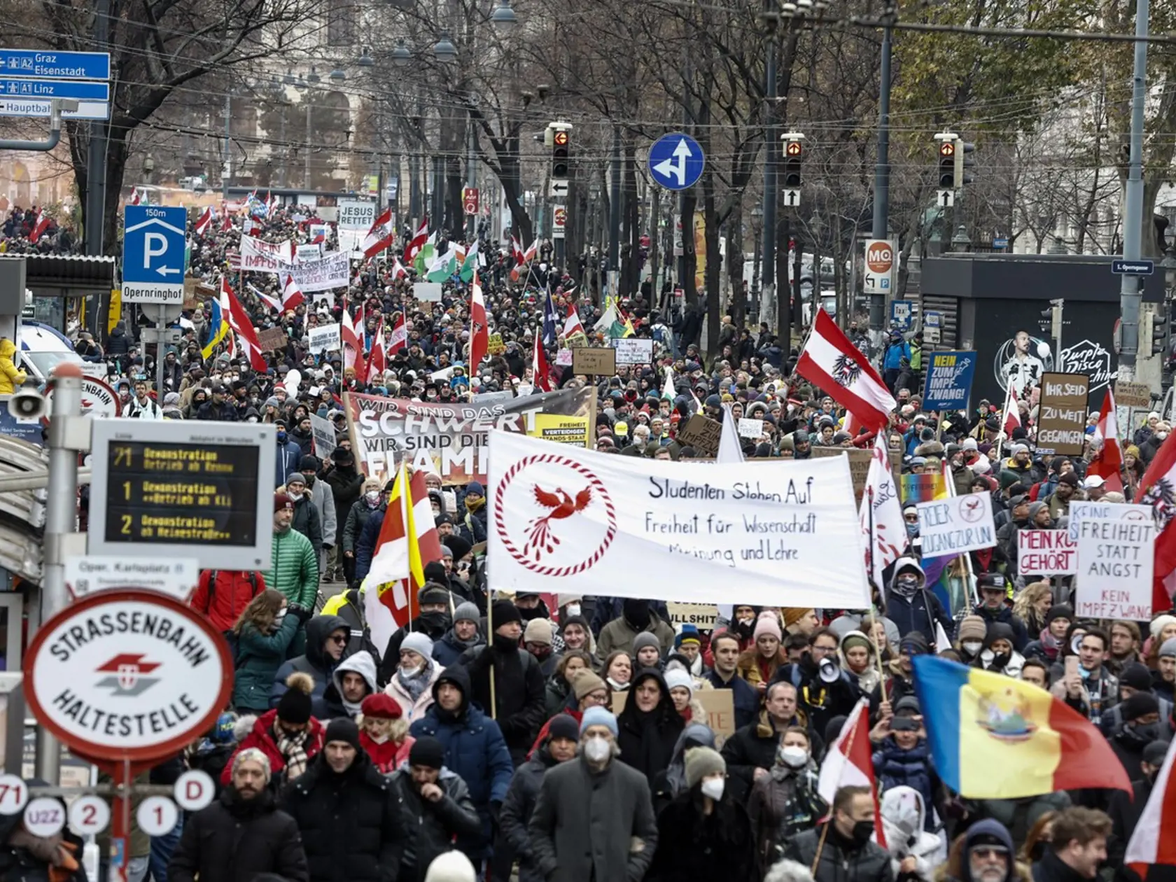 Rakúšania vyšli do ulíc, protestovali proti povinnému očkovaniu.