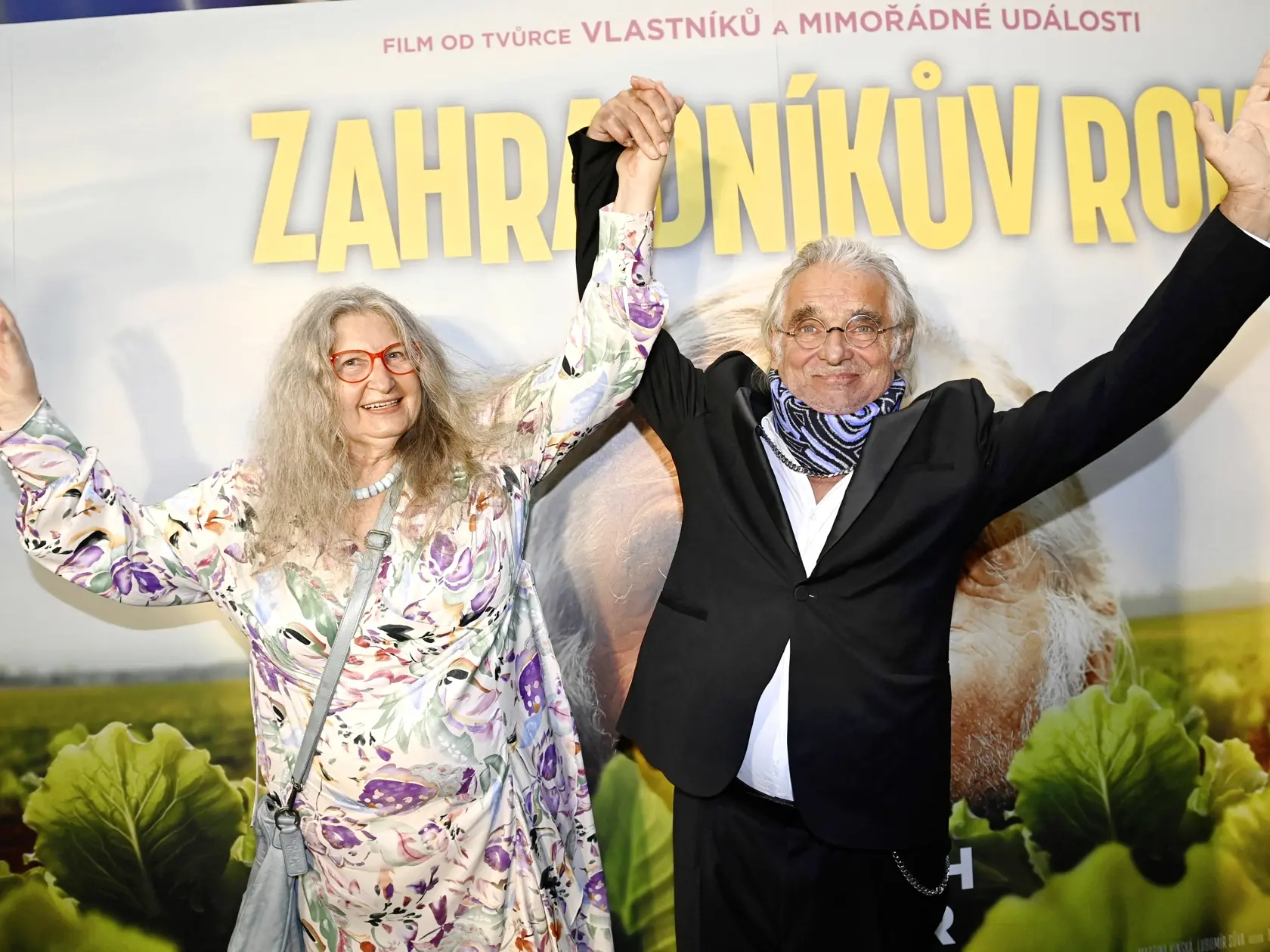 Oldřich Kaiser a Dagmar Vokatá na pražskej premiére filmu Záhradníkov rok.