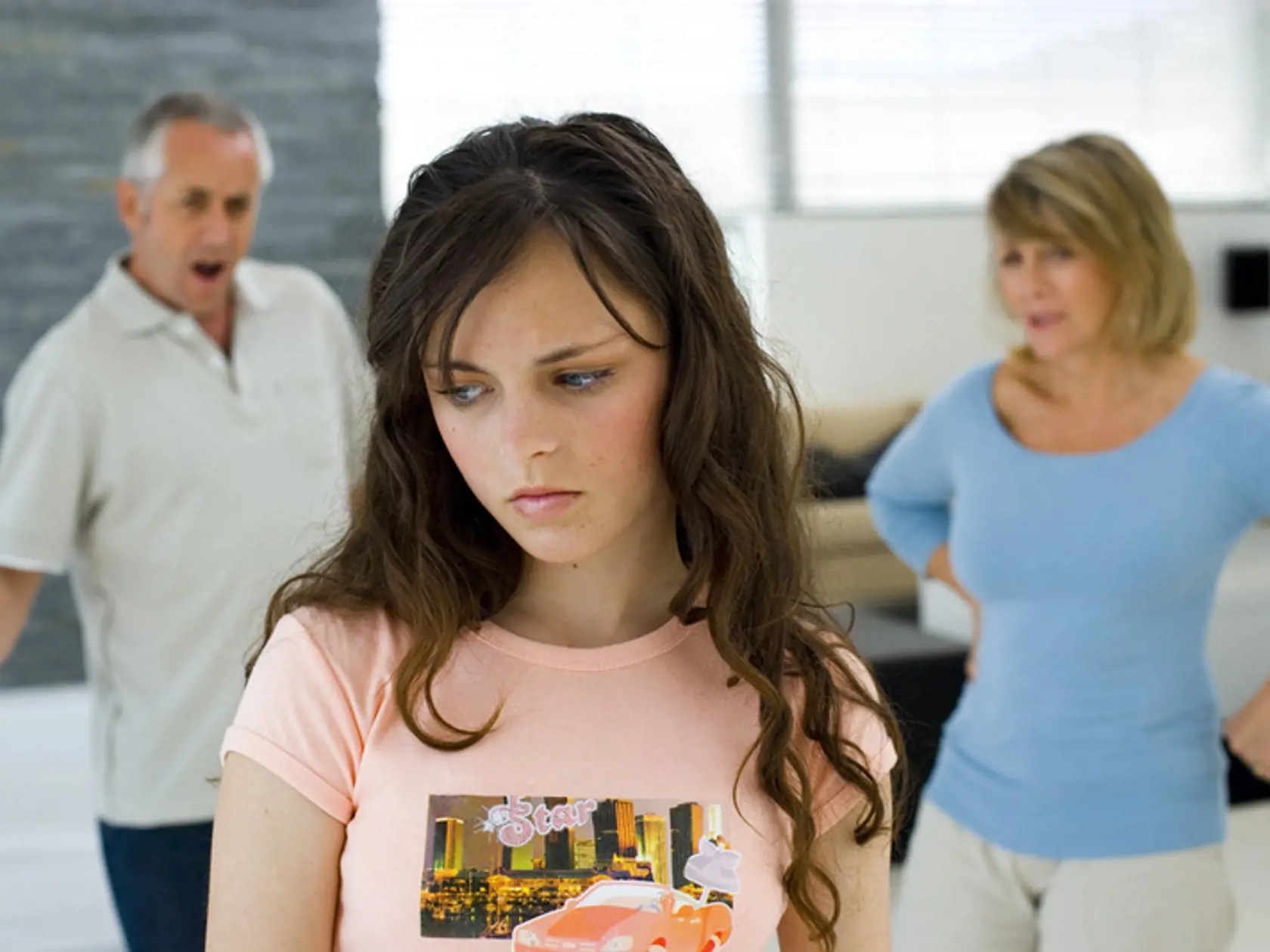 Daughter with her unhappy parents