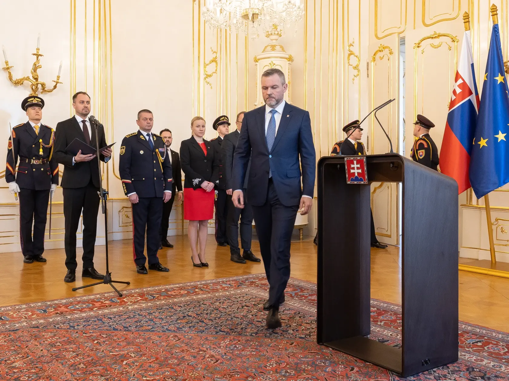 Prezident Peter Pellegrini vymenoval Rudolfa Huliaka za ministra cestovného ruchu a športu. Na snímke je Peter Pellegrini.