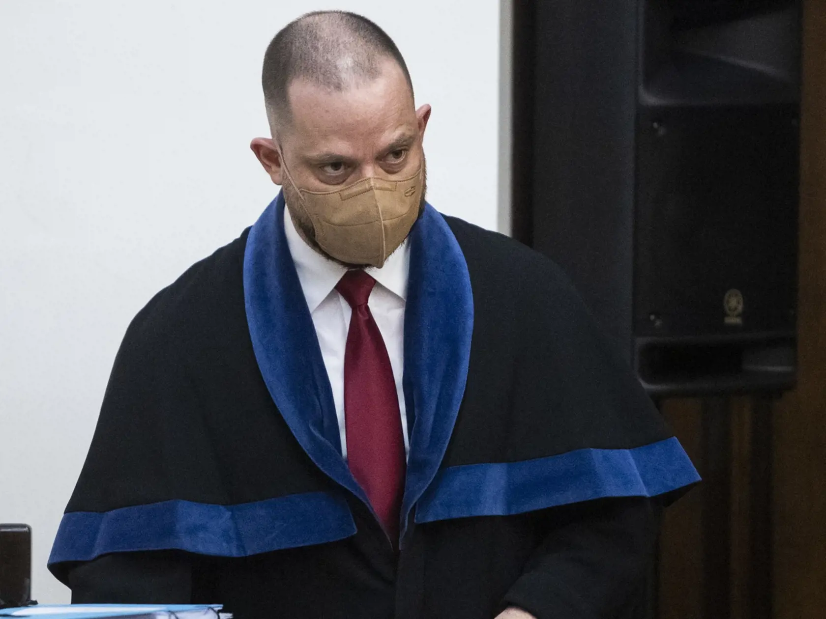 Na snímke Marek Para, advokát obžalovaného Mariana K. počas verejného zasadnutia na Najvyššom súde SR v kauze vraždy Jána Kuciaka a jeho snúbenice Martiny Kušnírovej v Bratislave 15. júna 2021. FOTO TASR - Jaroslav Novák