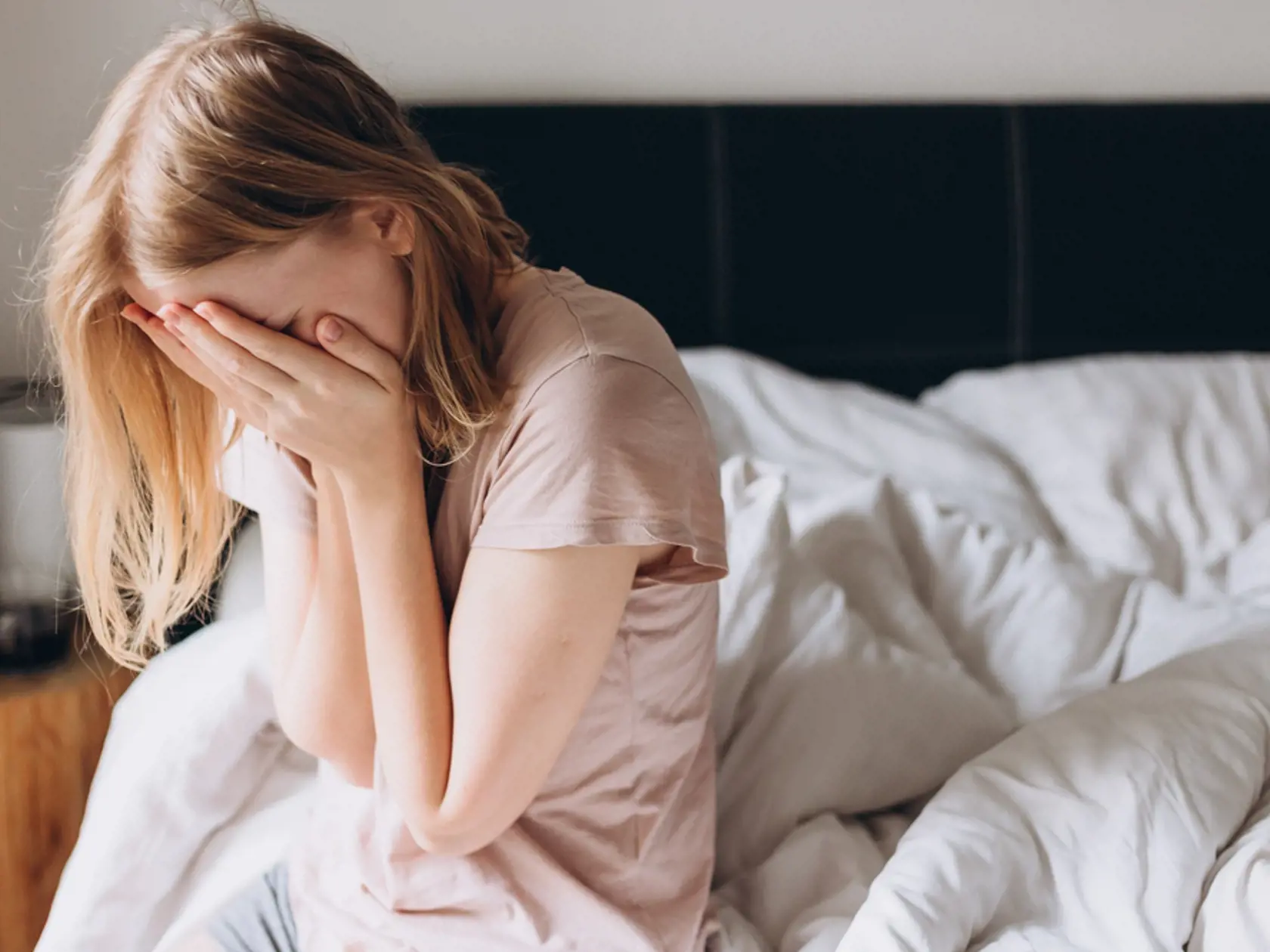 Close,Up,Young,Blonde,Woman,Feeling,Upset,,Sad,,Unhappy,Or