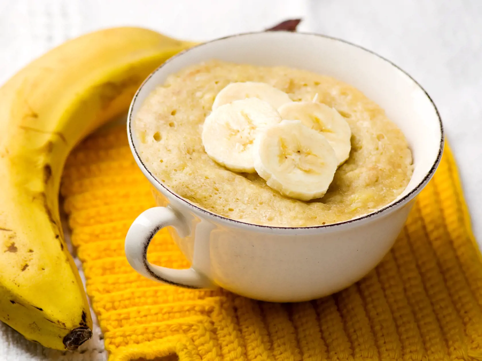 Banana,Mug,Cake,Prepared,In,Microwave,.,Horizontal,Permission.,Selective