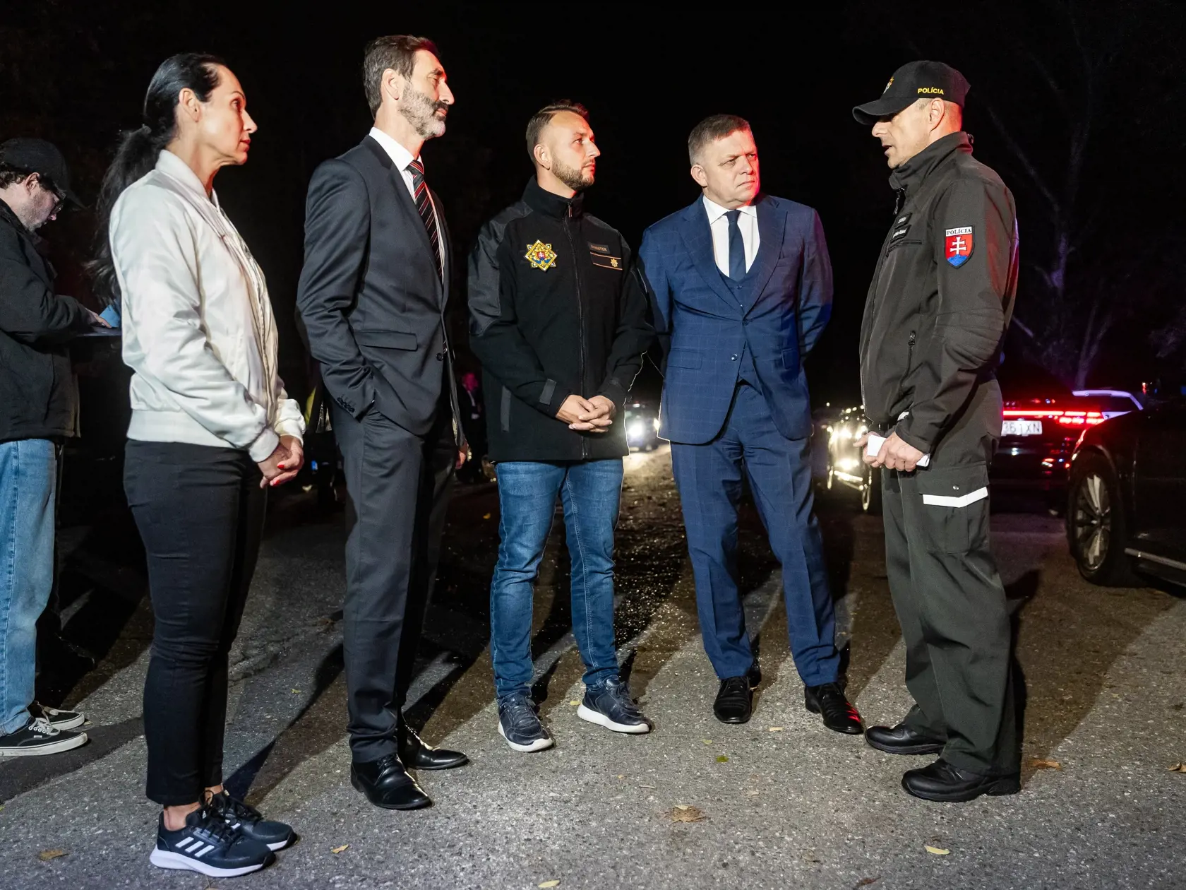 Tlačová konferencia ministerstva vnútra na hraničnom priechode s Maďarskom Rusovce-Rajka. Na snímke Robert Fico, Matúš Šutaj Eštok, Lucia Kurilovská a Juraj Blanár.