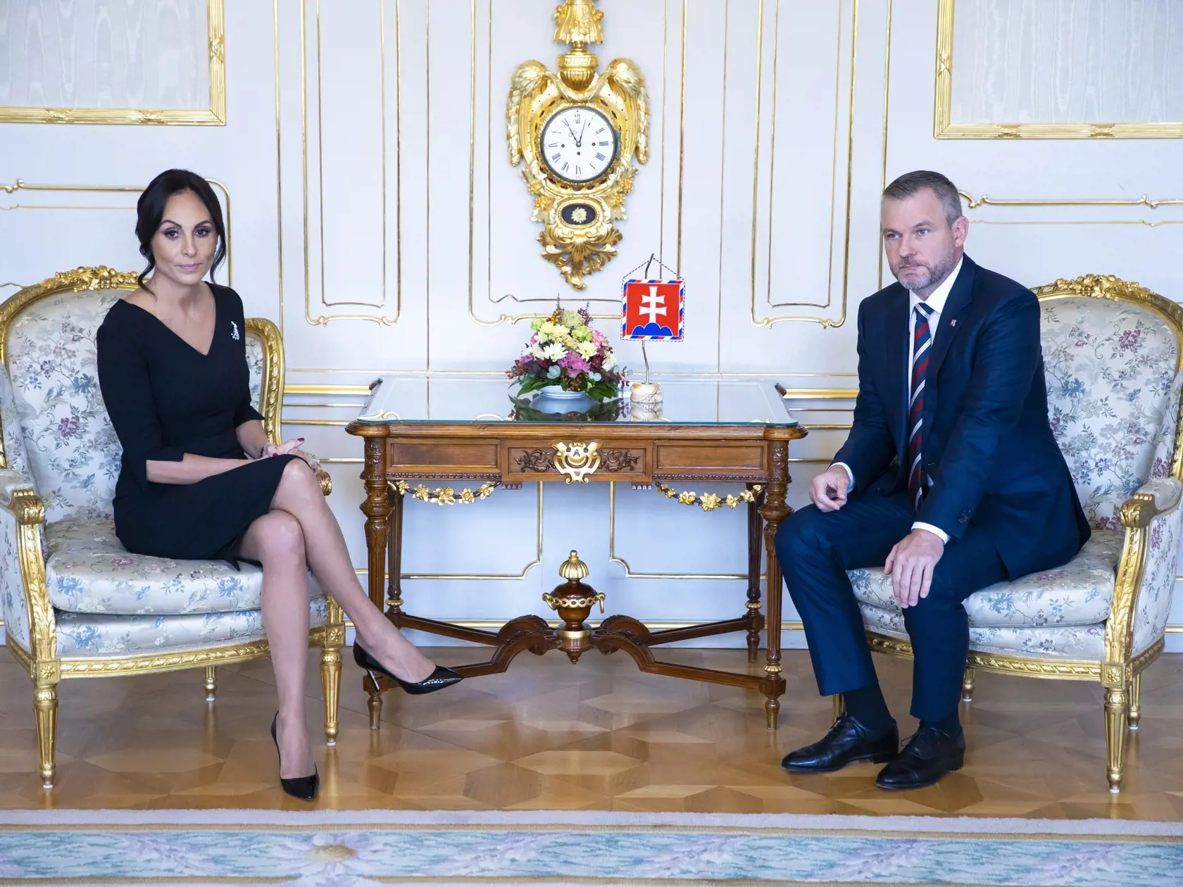 Demisia ministerky zdravotníctva Zuzany Dolinkovej v Prezidentskom paláci. Na snímke je ministerka zdravotníctva Zuzana Dolinková a prezident Slovenskej Republiky Peter Pellegrini.
