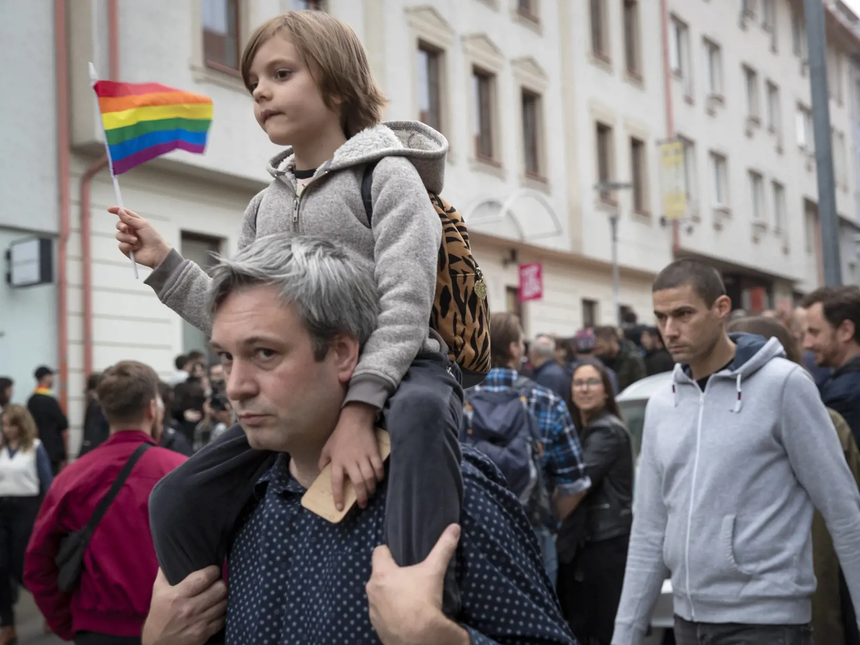 Spomienkový pochod za Matúša a Juraja, členov LGBT komunity, ktorých zastrelil radikalizovaný útočník v podniku Tepláreň na Zámockej ulici v Bratislave.
