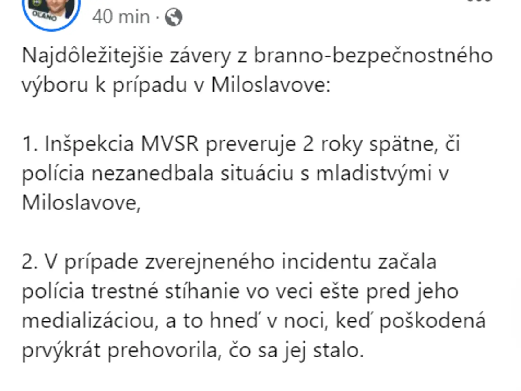 Gábor Grendel o najdôležitejších záveroch z branno-bezpečnostného výboru k prípadu v Miloslavove.
