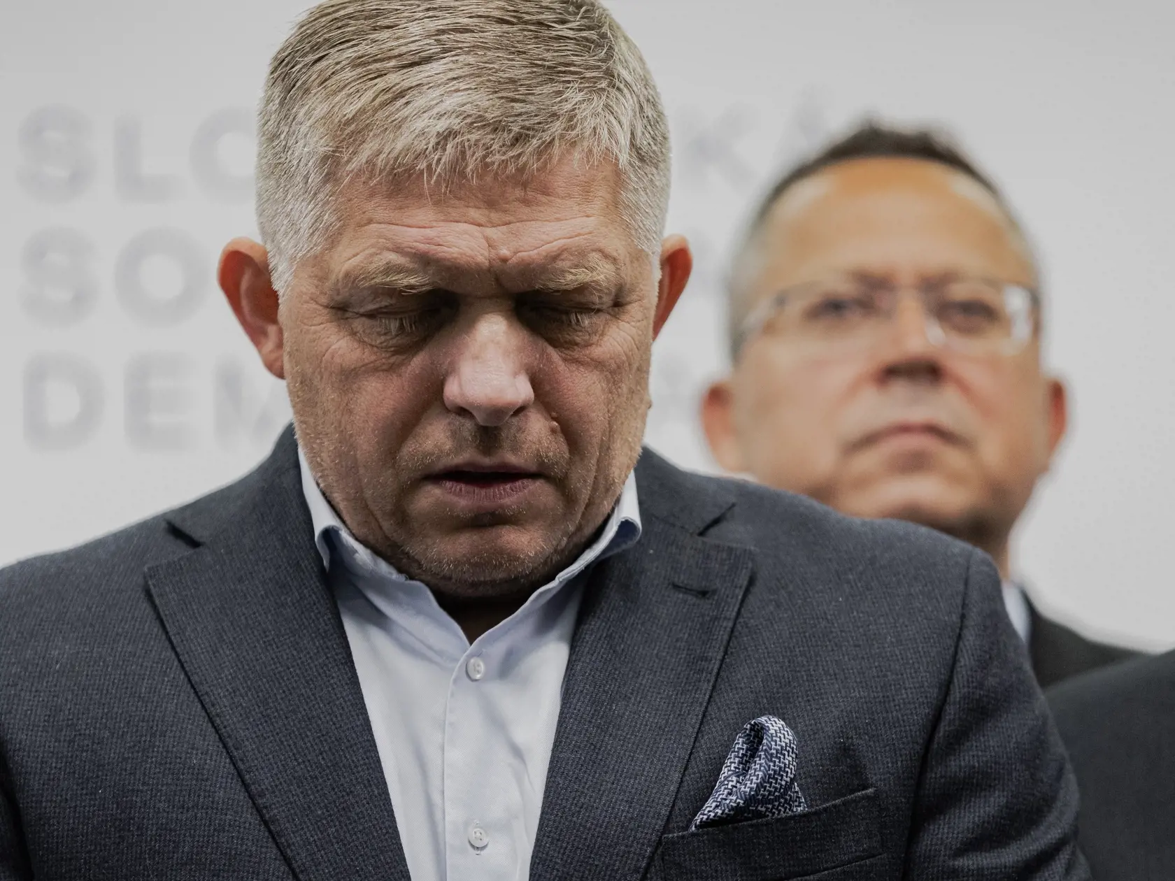 Na snímke Robert Fico počas tlačovej konferencia strany Smer - slovenská sociálna demokracia po skončení predčasných parlamentných volieb.