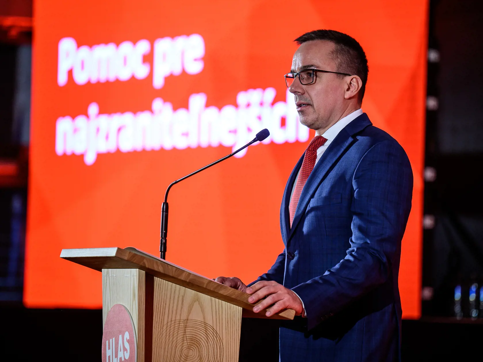 Pracovný kongres strany Hlas, ktoré sa konal na Táloch v okrese Brezno v piatok a v sobotu 24. a 25. januára 2025.  Na fotografii šéf rezortu práce Erik Tomáš