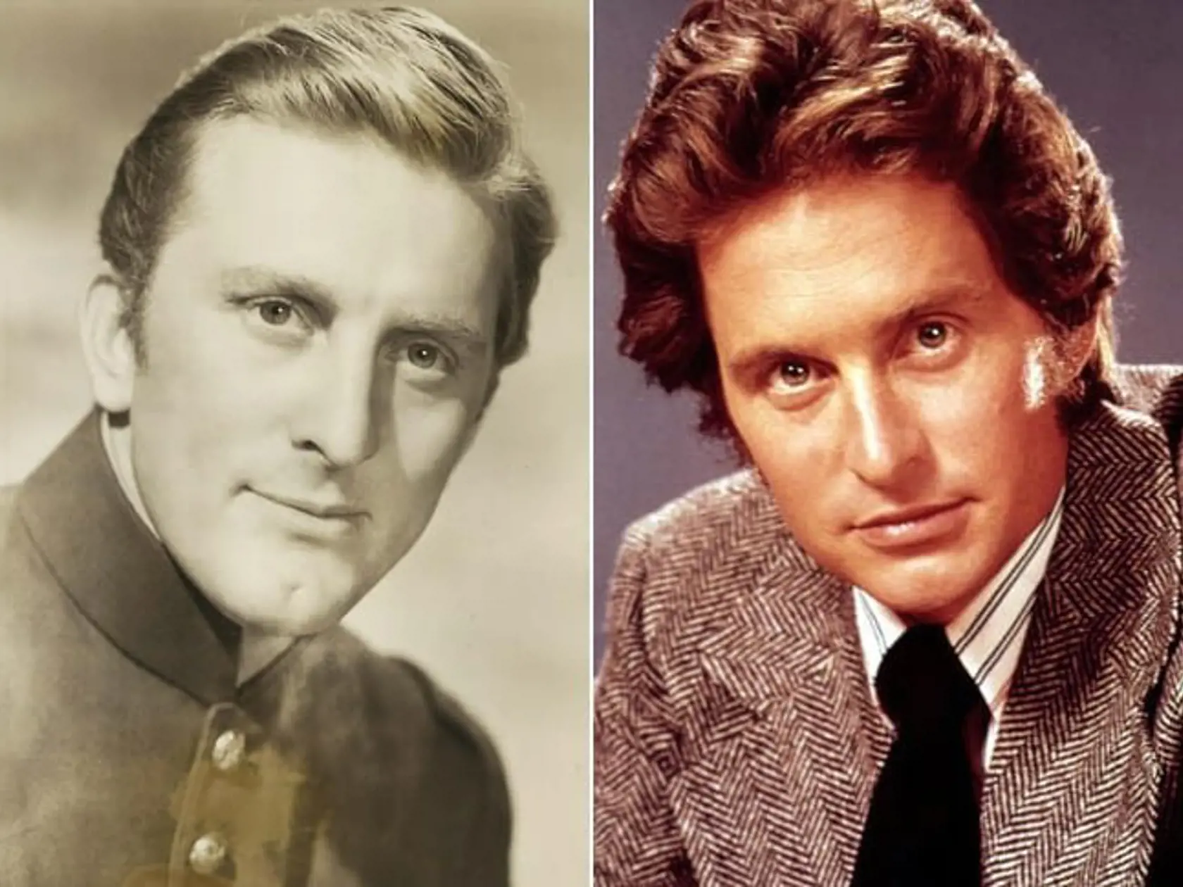 Herci Kirk Douglas a Michael Douglas vo veku 30 rokov.