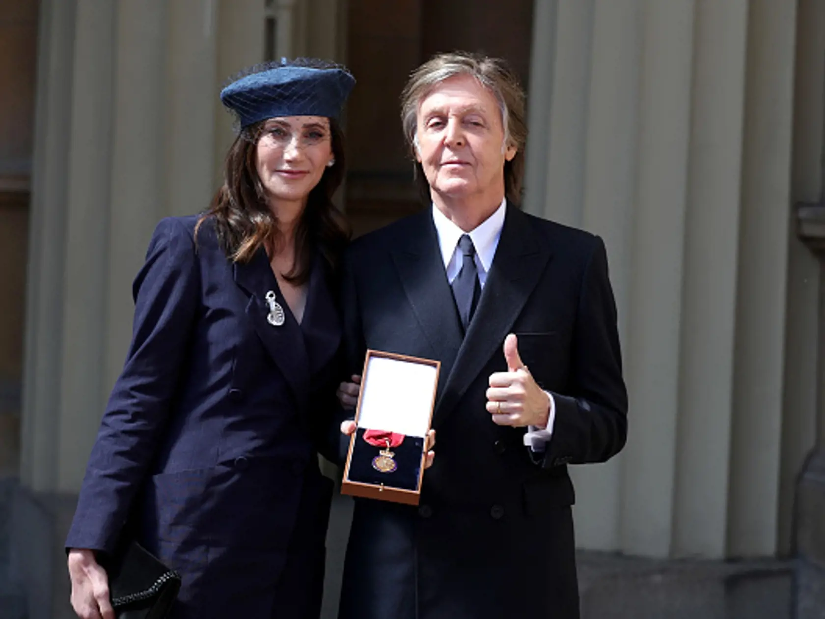 LONDON, ENGLAND - MAY 4: Sir Paul McCartney and his wife Nancy Shevell following an Investiture ceremony, where he was made a Companion of Honour at Buckingham Palace on May 4, 2018 in London, England. (Photo by Steve Parsons - WPA Pool/Getty Images)