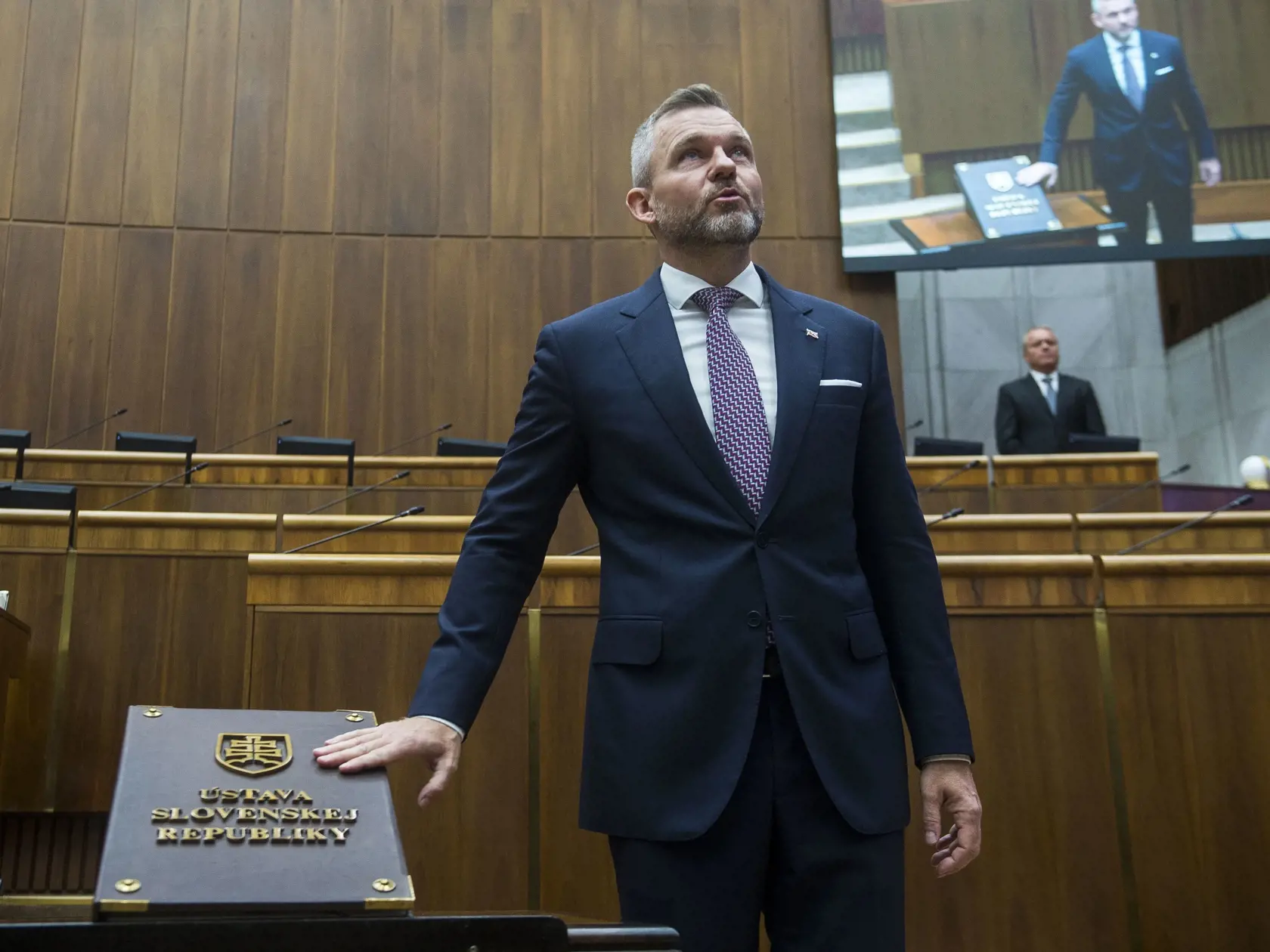 Na snímke Peter Pellegrini (Hlas-SD) skladá poslanecký sľub počas ustanovujúcej schôdze Národnej rady Slovenskej republiky (NR SR) IX. volebného obdobia 25. októbra 2023 v Bratislave. FOTO TASR - Jakub Kotian 
