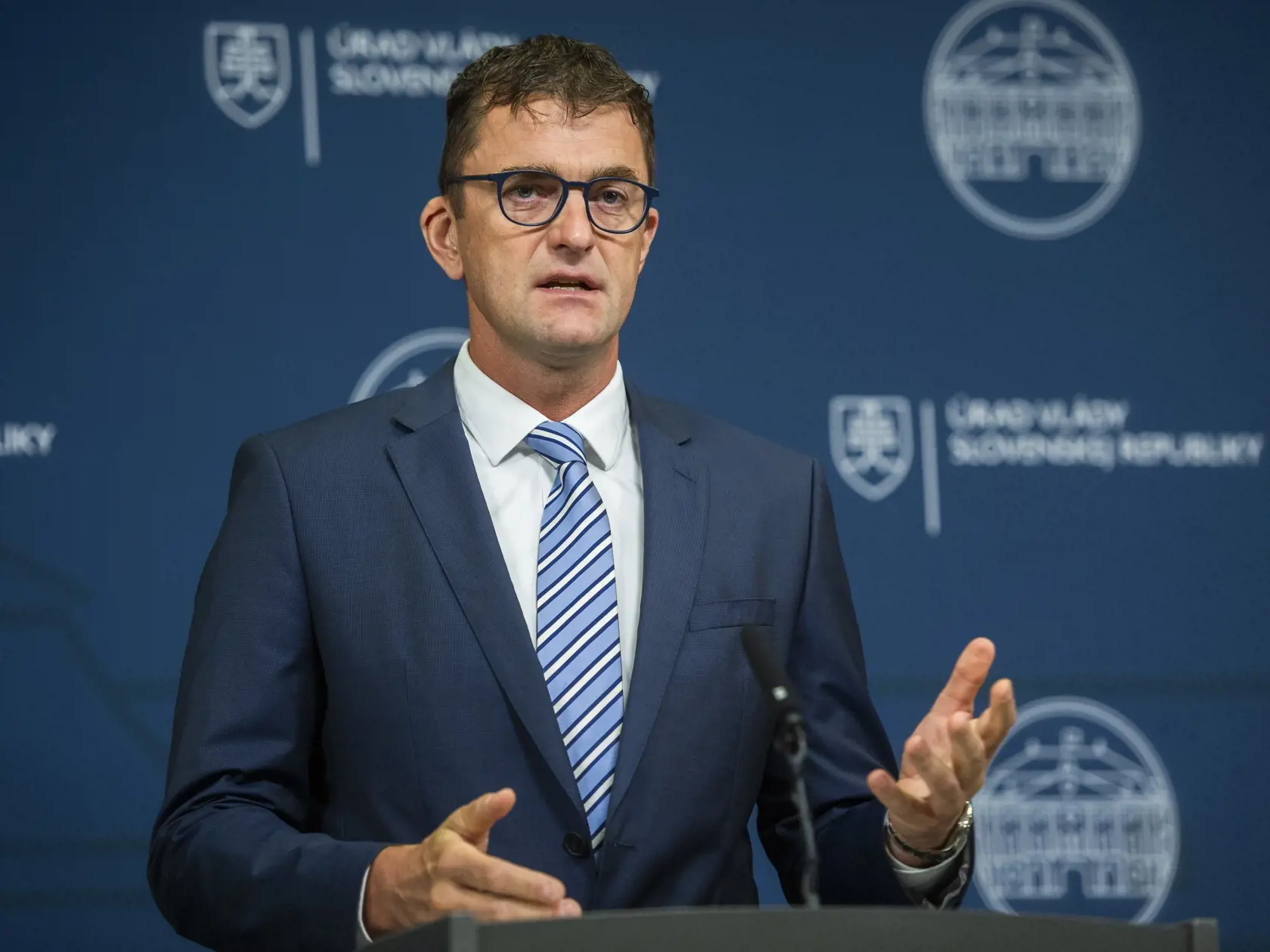 Na snímke generálny riaditeľ Slovenských elektrární  (SE) Branislav Strýček počas tlačovej konferencie k cenám elektrickej energie pre domácnosti na rok 2024 v Bratislave 19. septembra 2023.