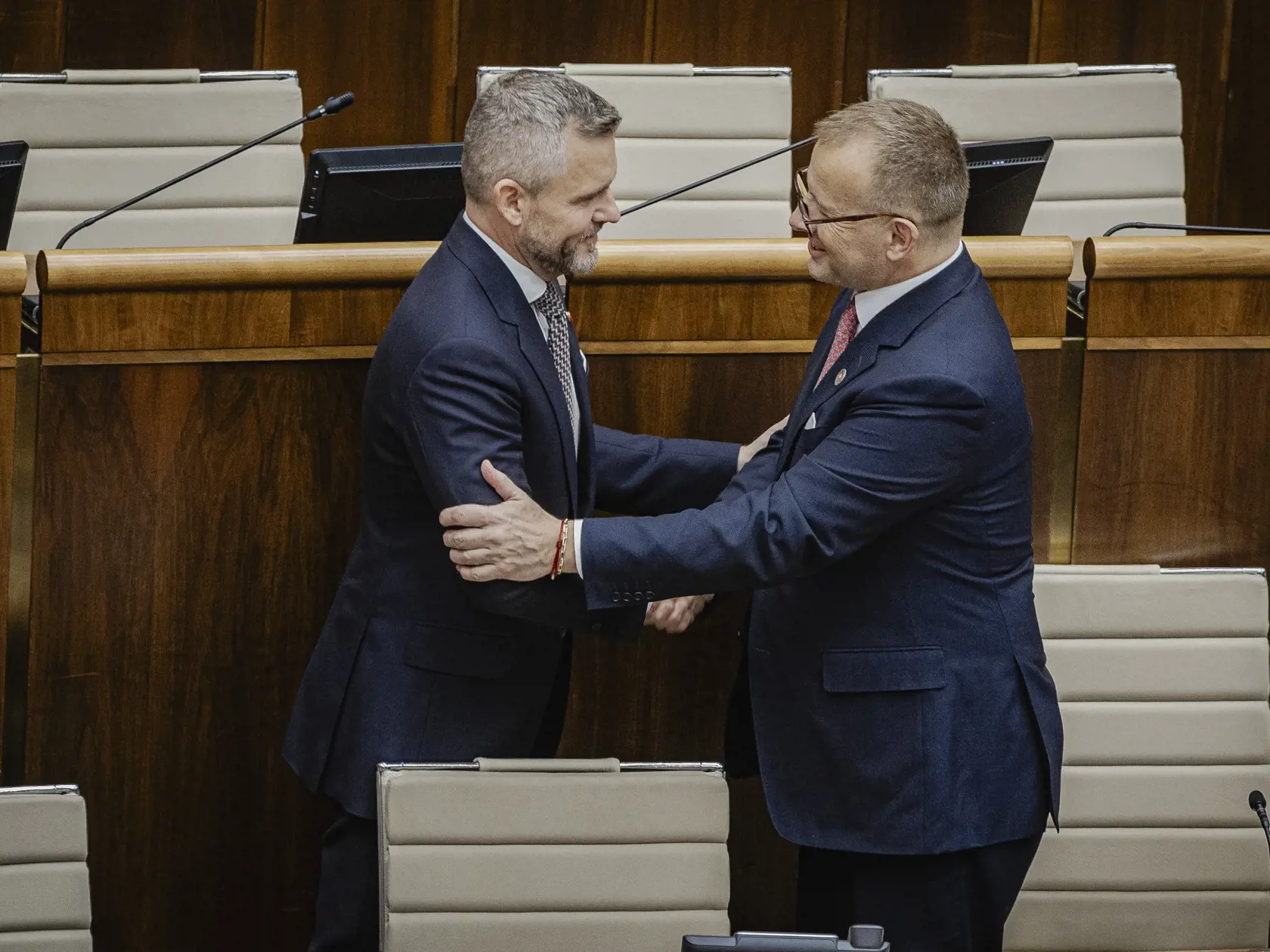 Prvý deň predsedu strany HLAS-SD Petra Pellegriniho v Národnej rade Slovenskej republiky po predčasných parlamentných voľbách 2023. Na snímke počas počas prejavu po zvolení za Predsedu NRSR.