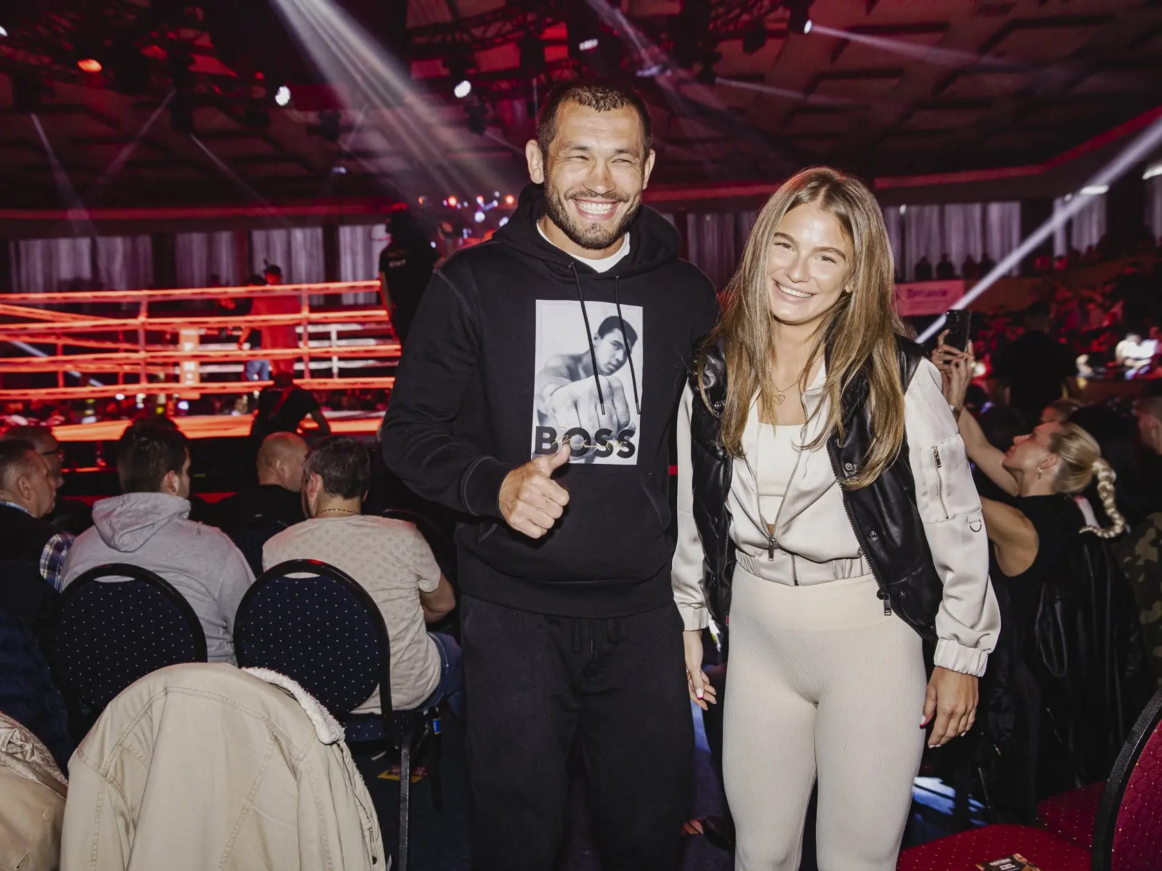 Na snimke Makhmud Muradov a Sabina Karásková počas podujatia Fight Night Challenge 4 v Trnave.