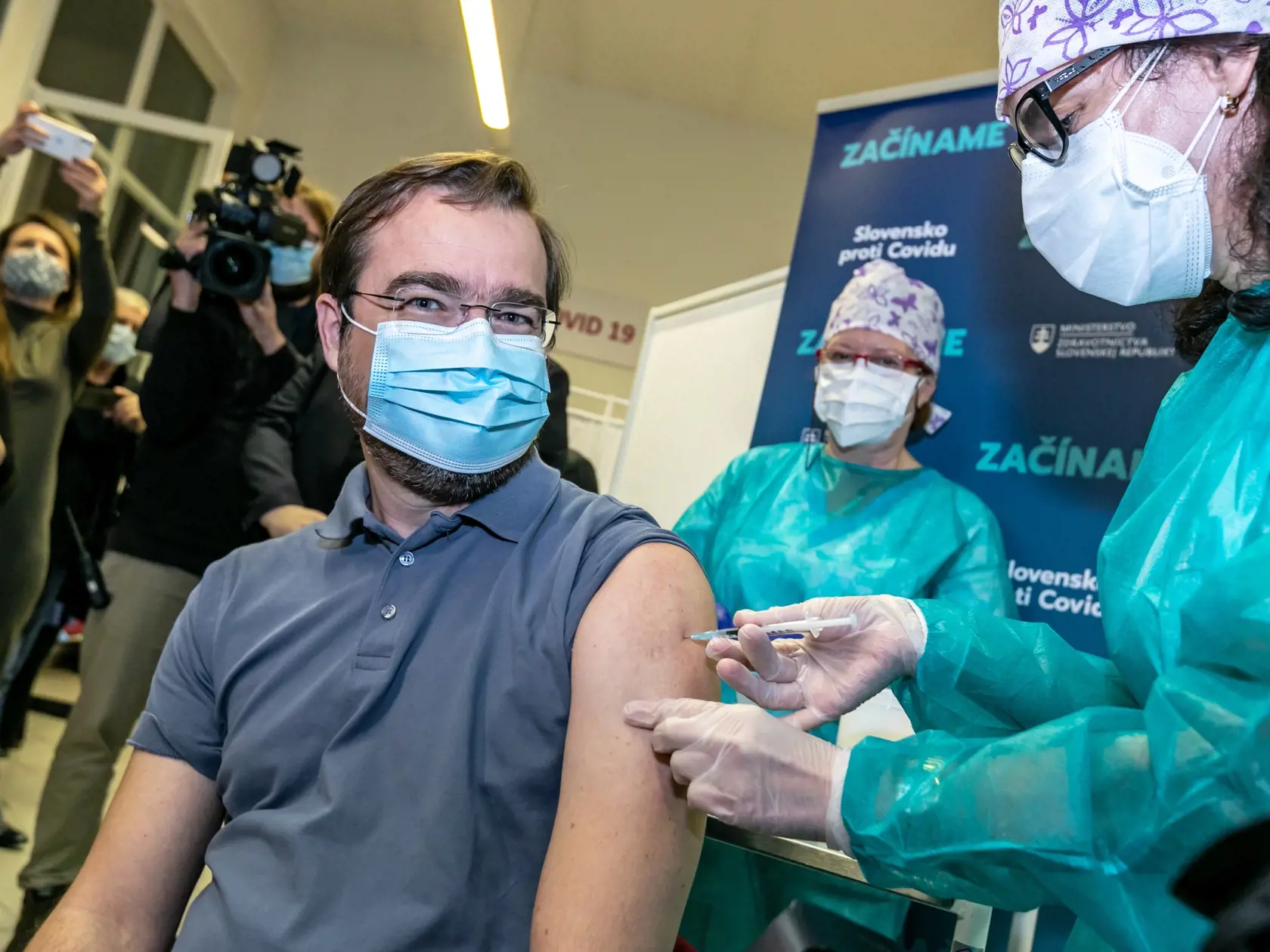 Na snímke očkovanie proti vírusu Covid-19 vo Fakultnej nemocnici v Nitre