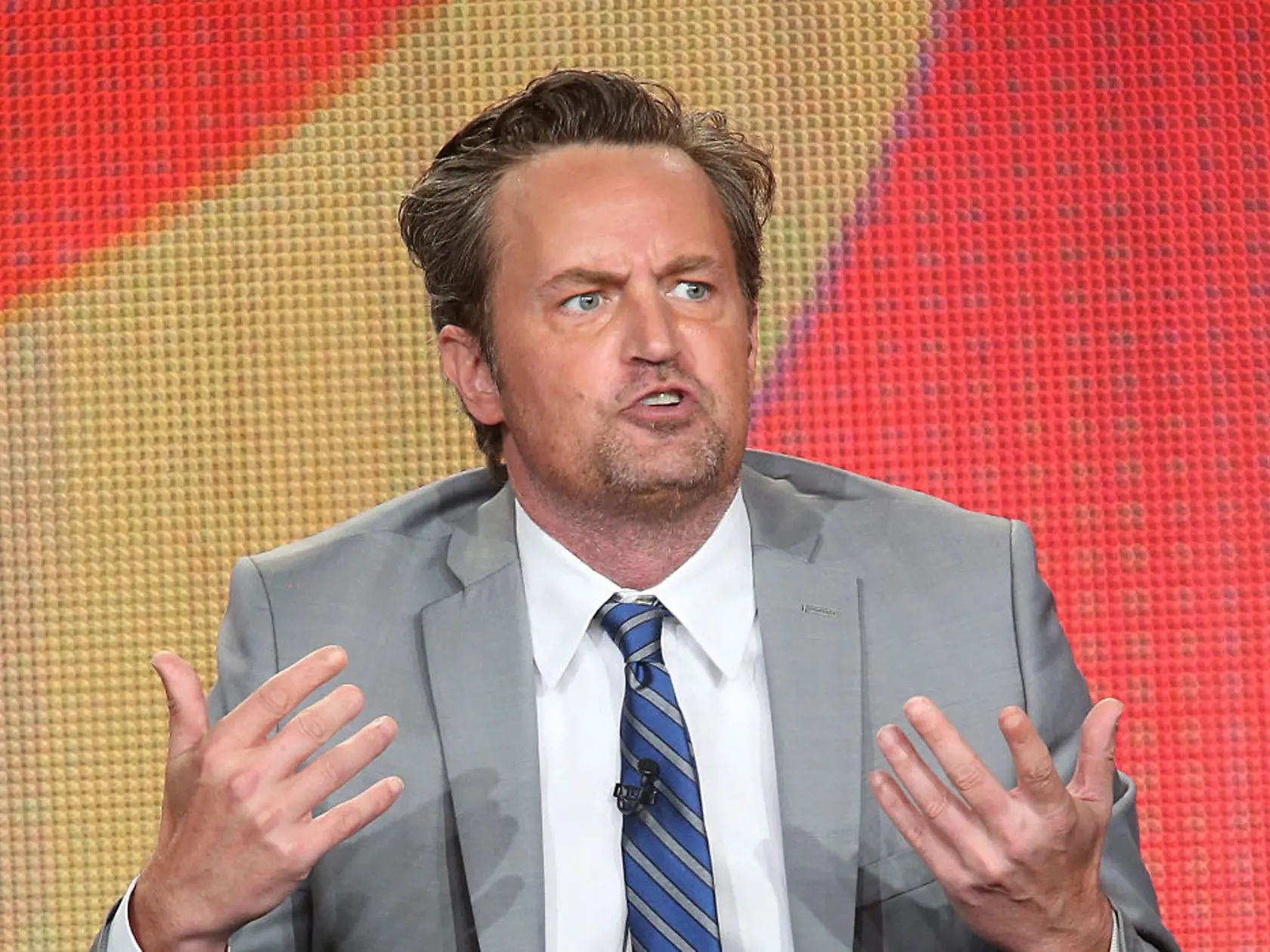 PASADENA, CA - JANUARY 12:  Actor/Executive Producer Matthew Perry speaks onstage during 'The Odd Couple' panel as part of  the CBS/Showtime 2015 Winter Television Critics Association press tour at the Langham Huntington Hotel & Spa on January 12, 2015 in Pasadena, California.  (Photo by Frederick M. Brown/Getty Images)