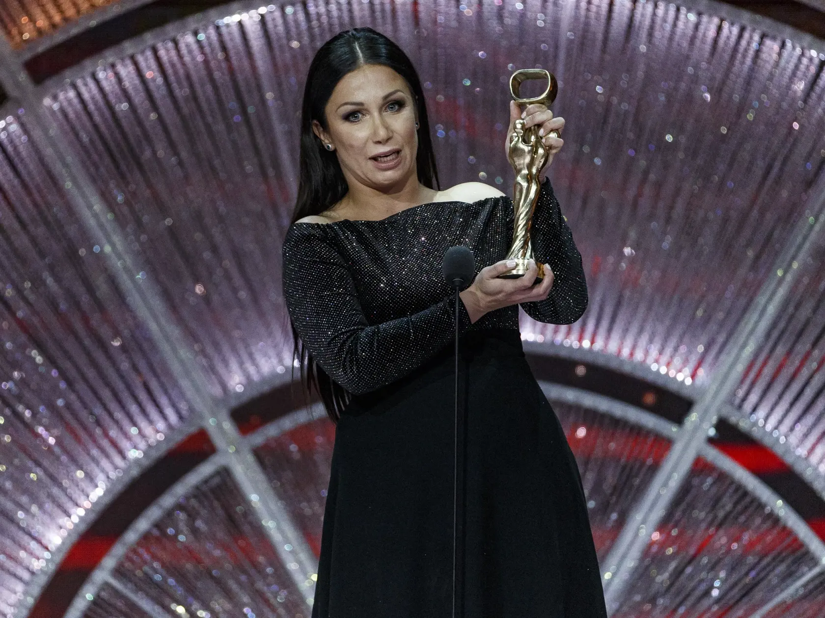 Na snímke Kristína Kovešová počas priameho prenosu z galavečera OTO 2019.