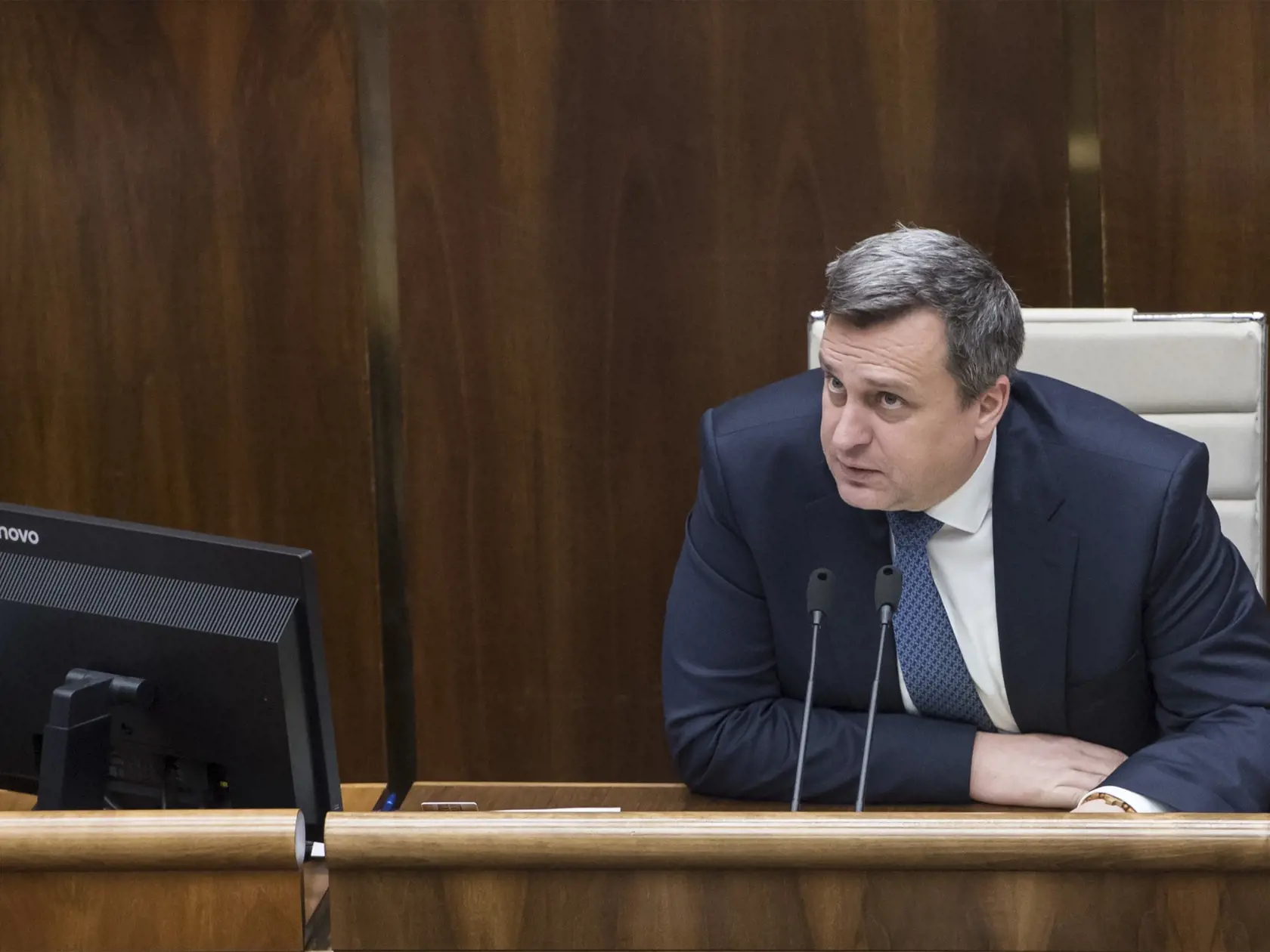 Na snímke predseda NR SR Andrej Danko (SNS) počas mimoriadnej 58. schôdze parlamentu SR 25. februára 2020 v Bratislave. FOTO TASR - Martin Baumann