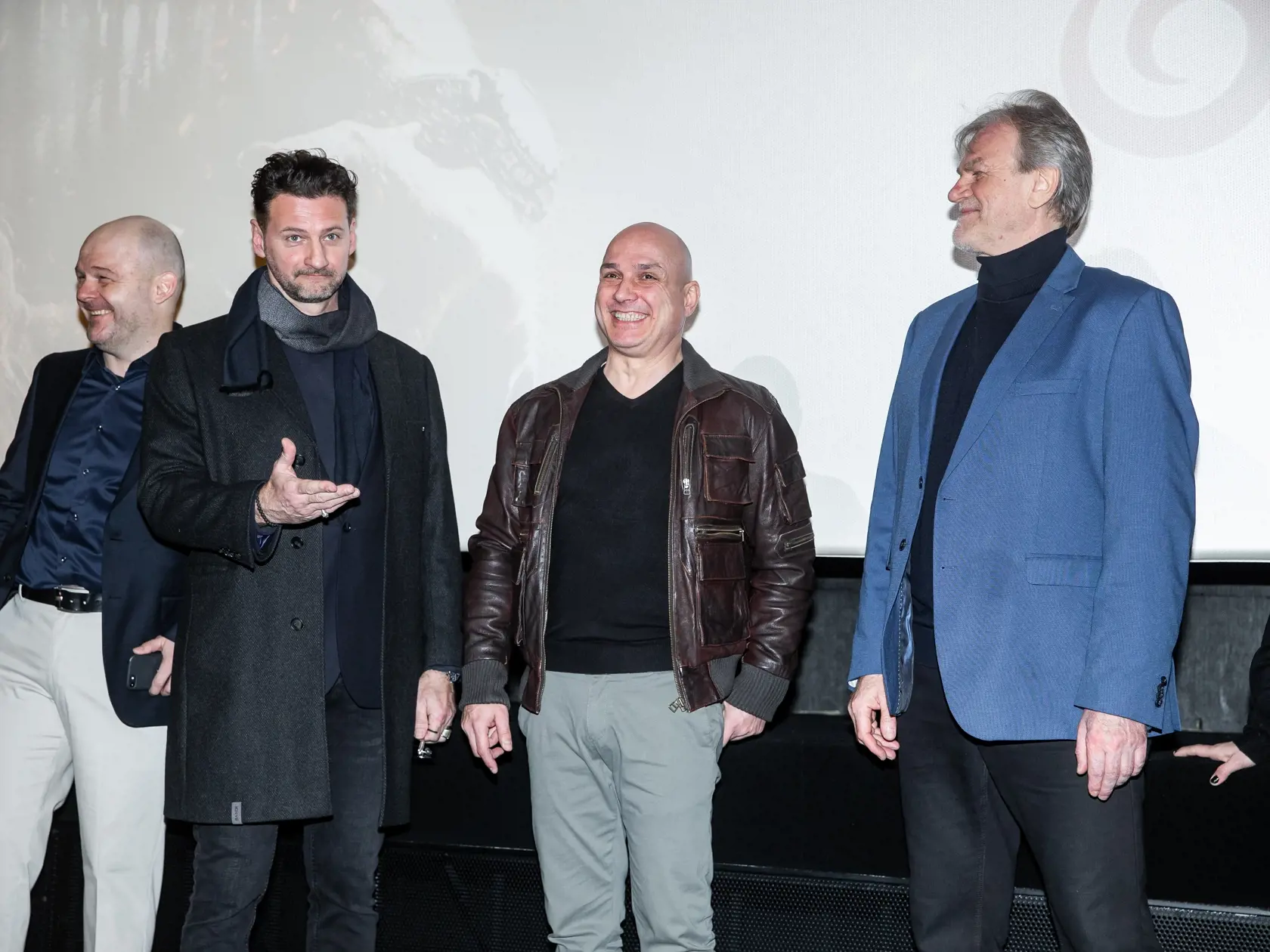 Premiéra slovenského seriálu "Ultimátum" v Bratislave. Na snímke Miroslav Kollár, Marko Igonda, Mihal Bahúl a Dušan Cinkota.