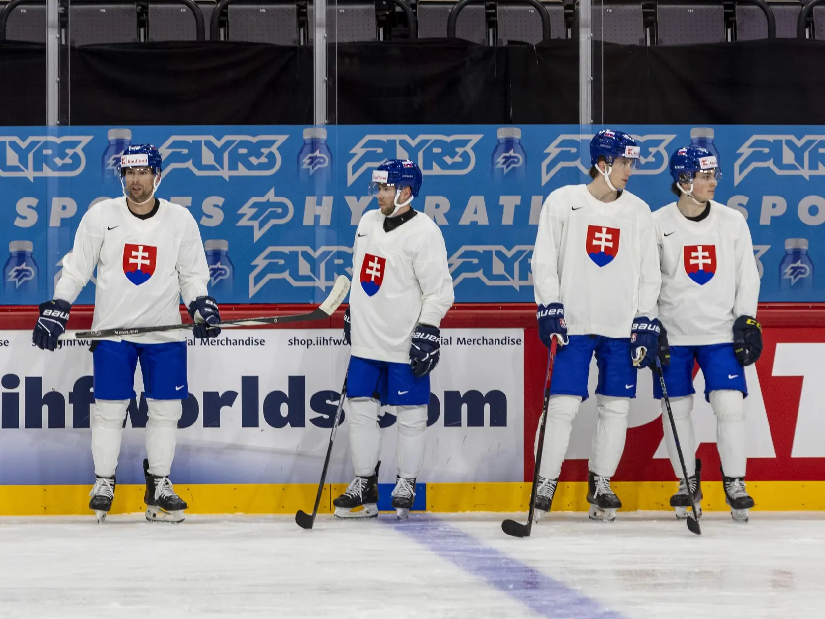 Tréning slovenskej hokejovej reprezentácie na MS 2025 v Štokholme. 