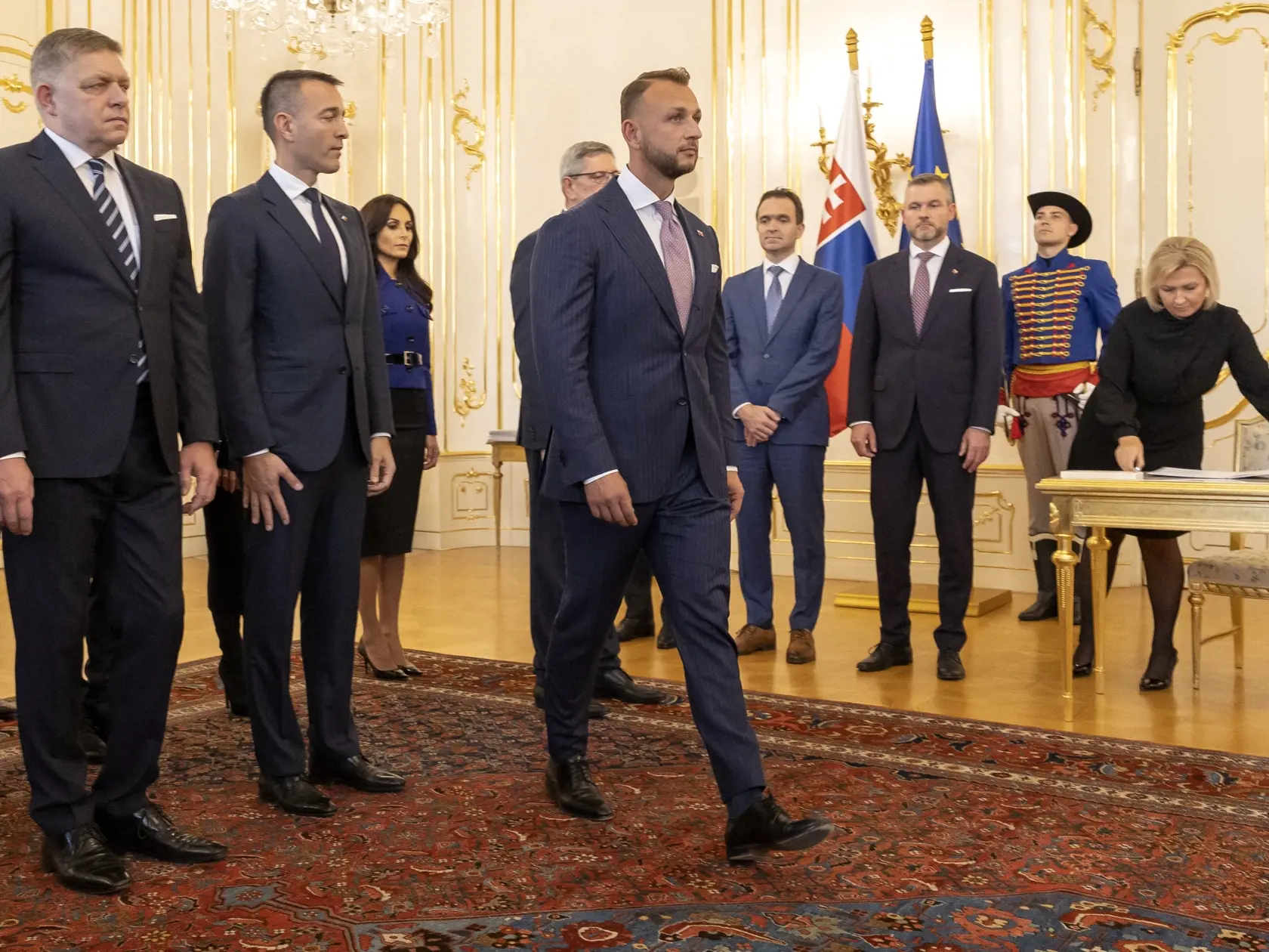 Prezidentka Slovenskej republiky Zuzana Čaputová vymenovala do funkcie nových členov vlády. Na snímke je Matúš Šutaj Eštok, minister vnútra Slovenskej republiky.