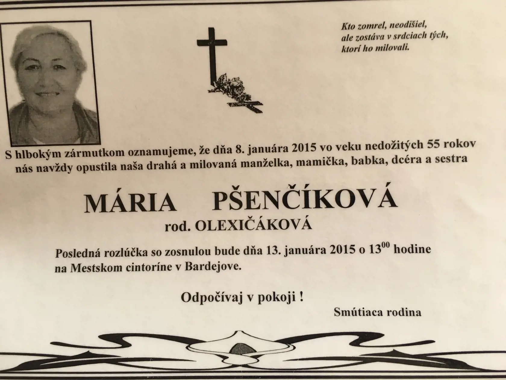 Smútočné parte. 
