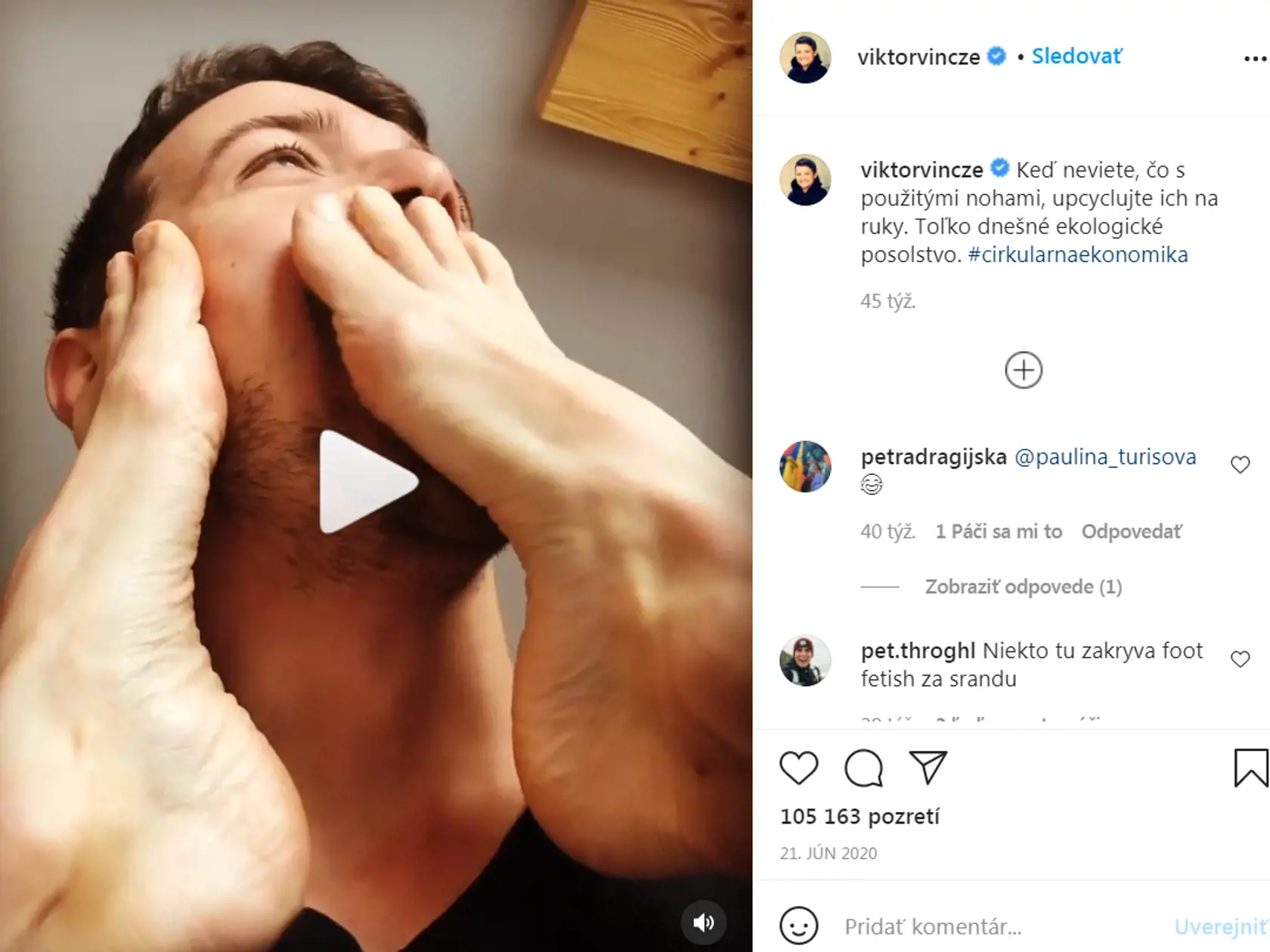 Toto je obrázok z nevinného a veselého videa, ktoré zverejnil pred rokom na svojej sociálnej sieti Viktor Vincze. Niekto ho však zneužil a "zavesil" na stránku pre dospelých...