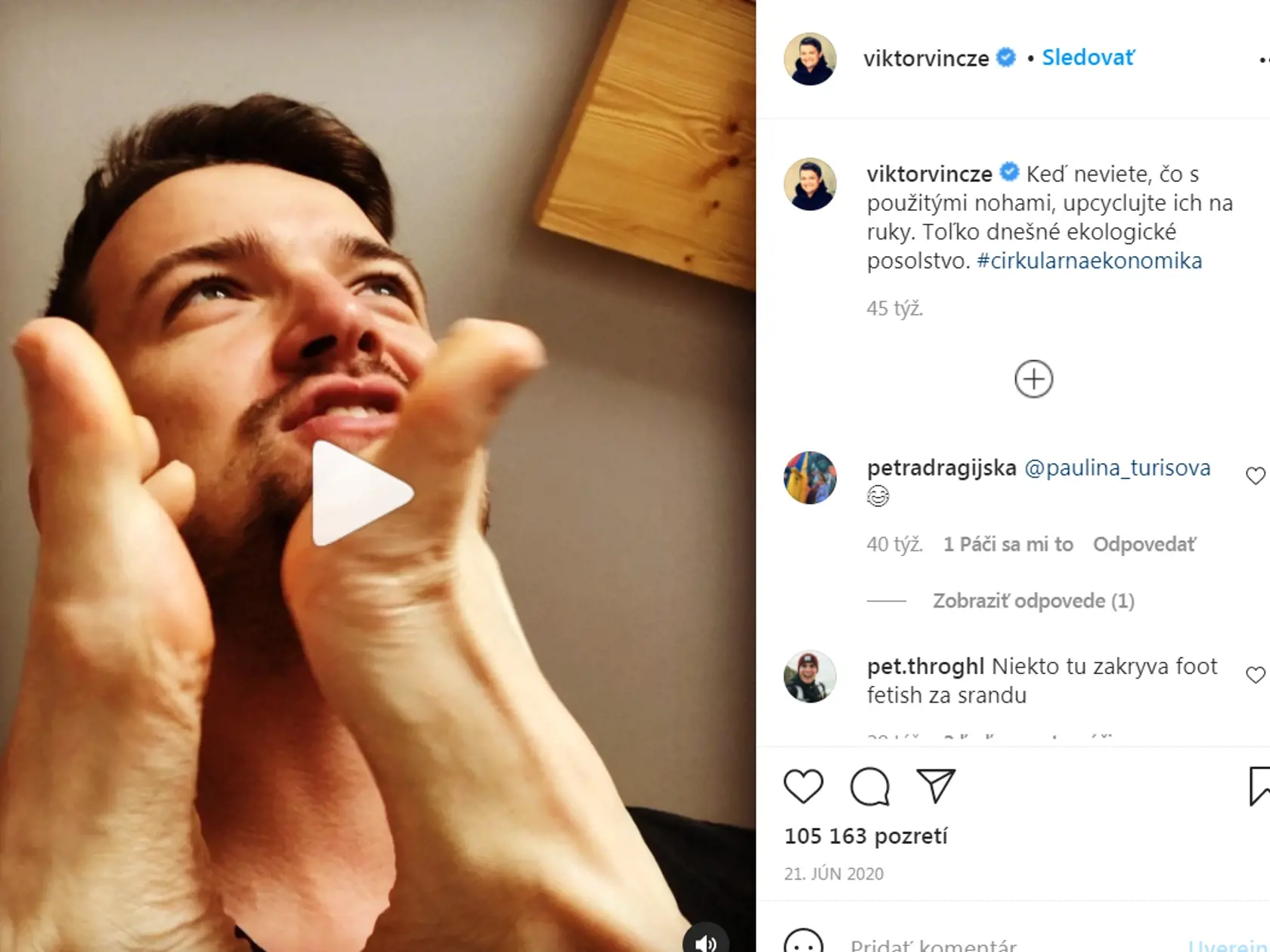 Toto je obrázok z nevinného a veselého videa, ktoré zverejnil pred rokom na svojej sociálnej sieti Viktor Vincze. Niekto ho však zneužil a "zavesil" na stránku pre dospelých...