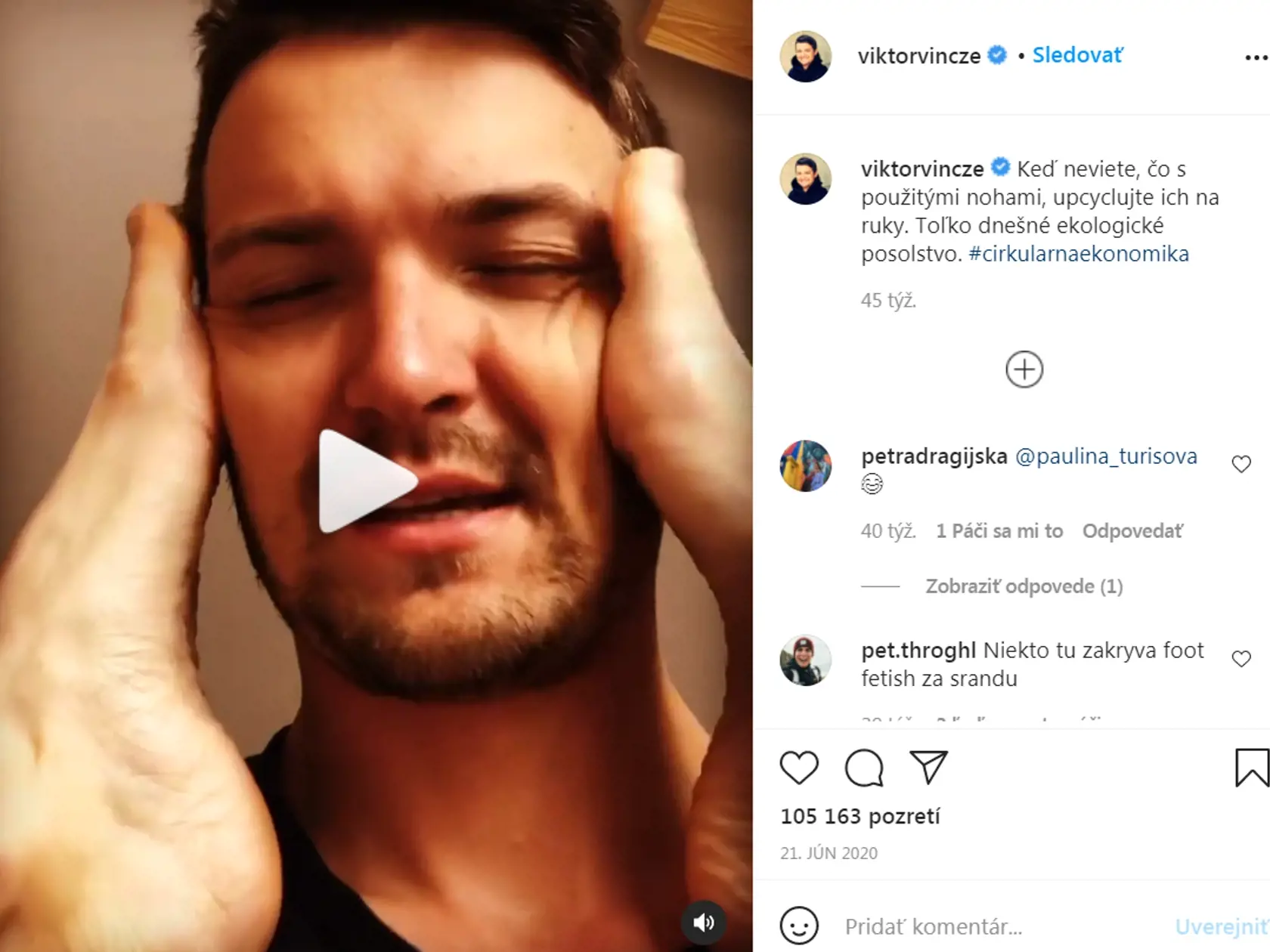 Toto je obrázok z nevinného a veselého videa, ktoré zverejnil pred rokom na svojej sociálnej sieti Viktor Vincze. Niekto ho však zneužil a "zavesil" na stránku pre dospelých...