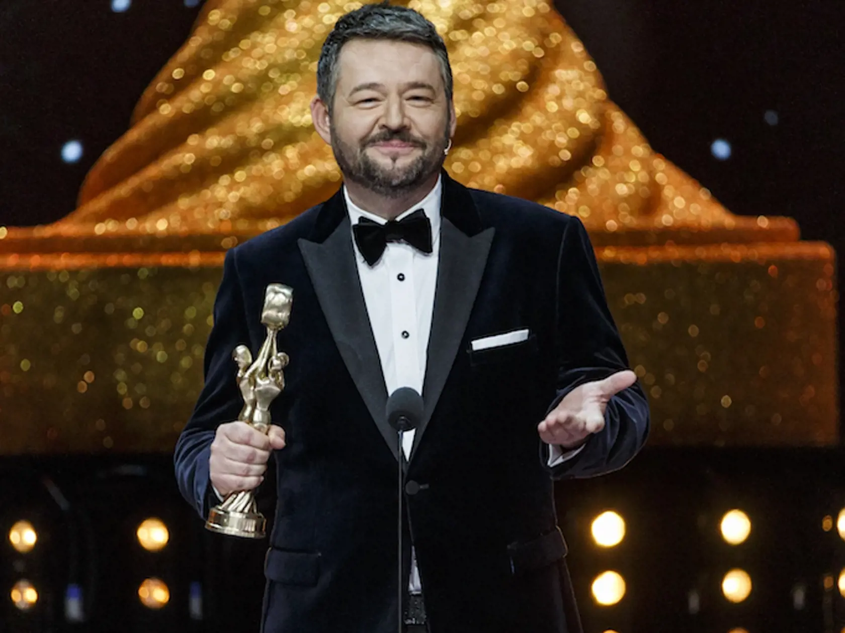 Na snímke Michal Hudák počas priameho prenosu z galavečera OTO 2019.
