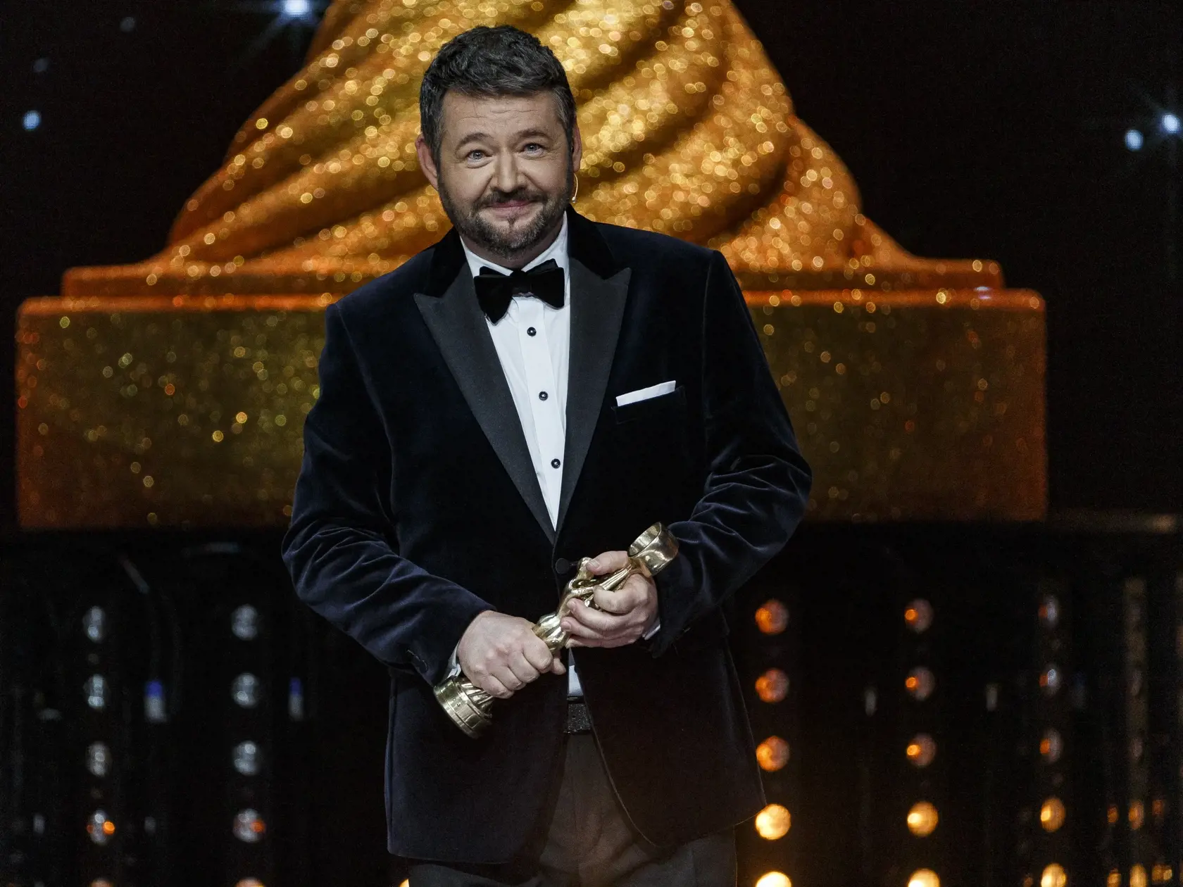 Na snímke Michal Hudák počas priameho prenosu z galavečera OTO 2019.