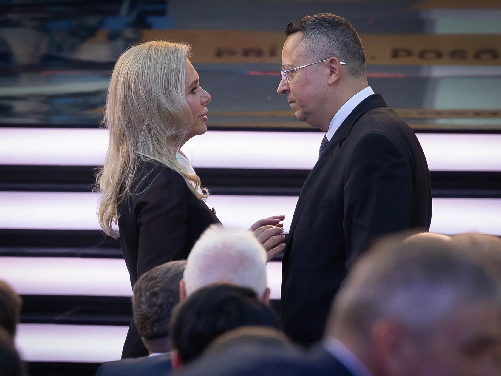 Večerný program na Devíne bol vyhradený pre predstaviteľov štátu a pozvaných hostí. Na snímke je Denisa Saková a Ladislav Kamenický.